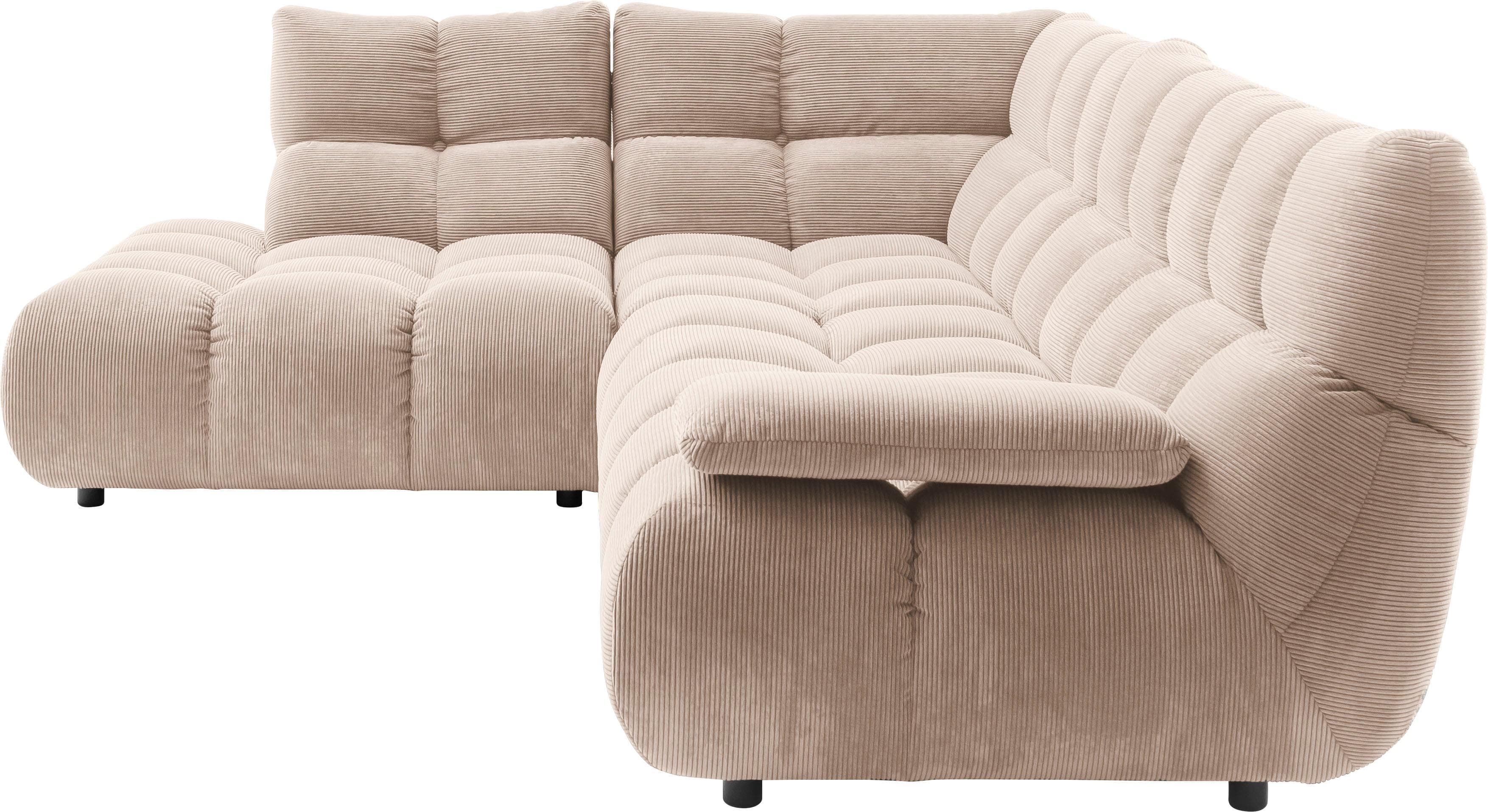 HOME AFFAIRE Ecksofa Cozy Bubble mit klappbarer Armlehne, Feincord, 324 cm