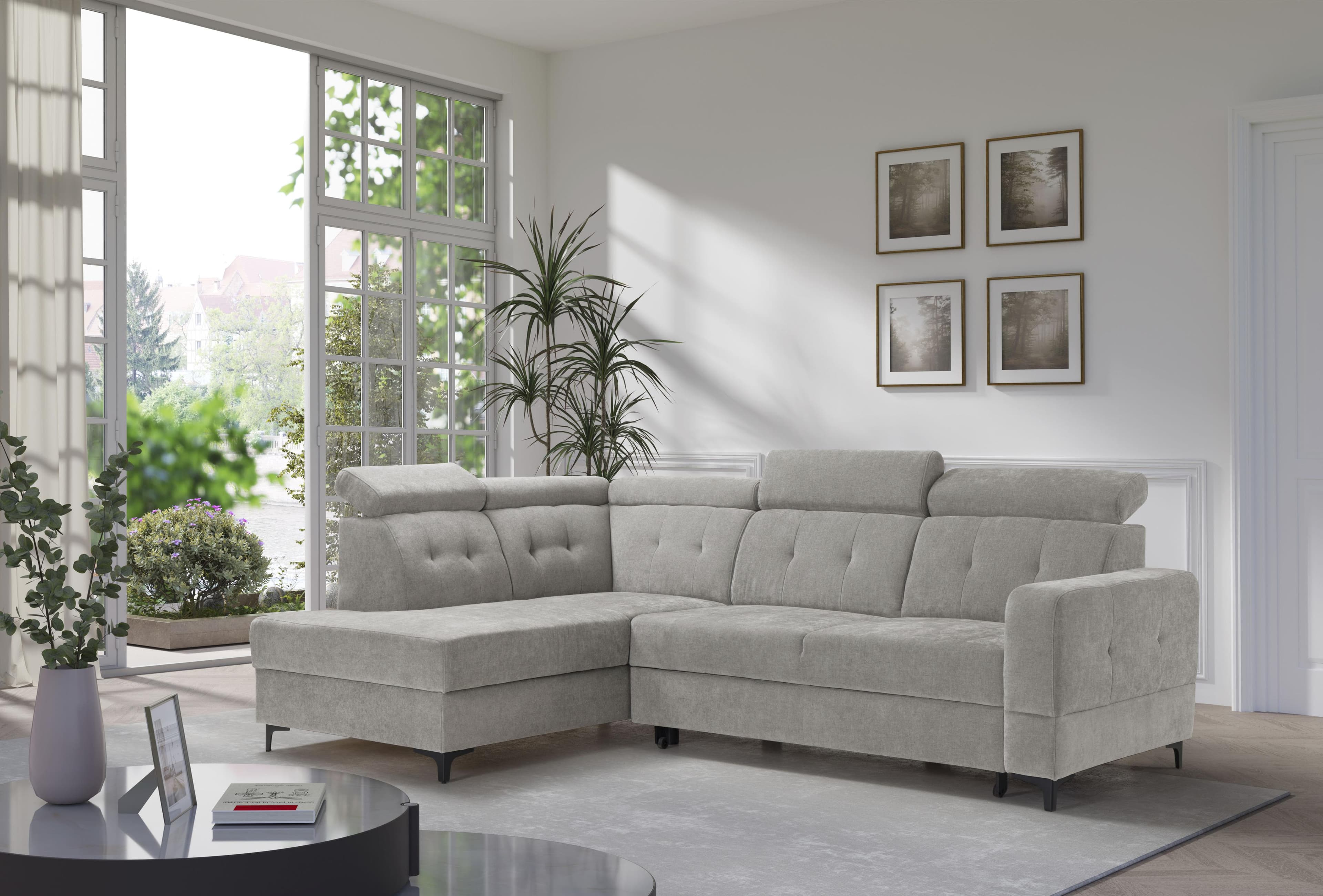 Ecksofa EXXPO Monte Verstellbare Kopfteile Sand
