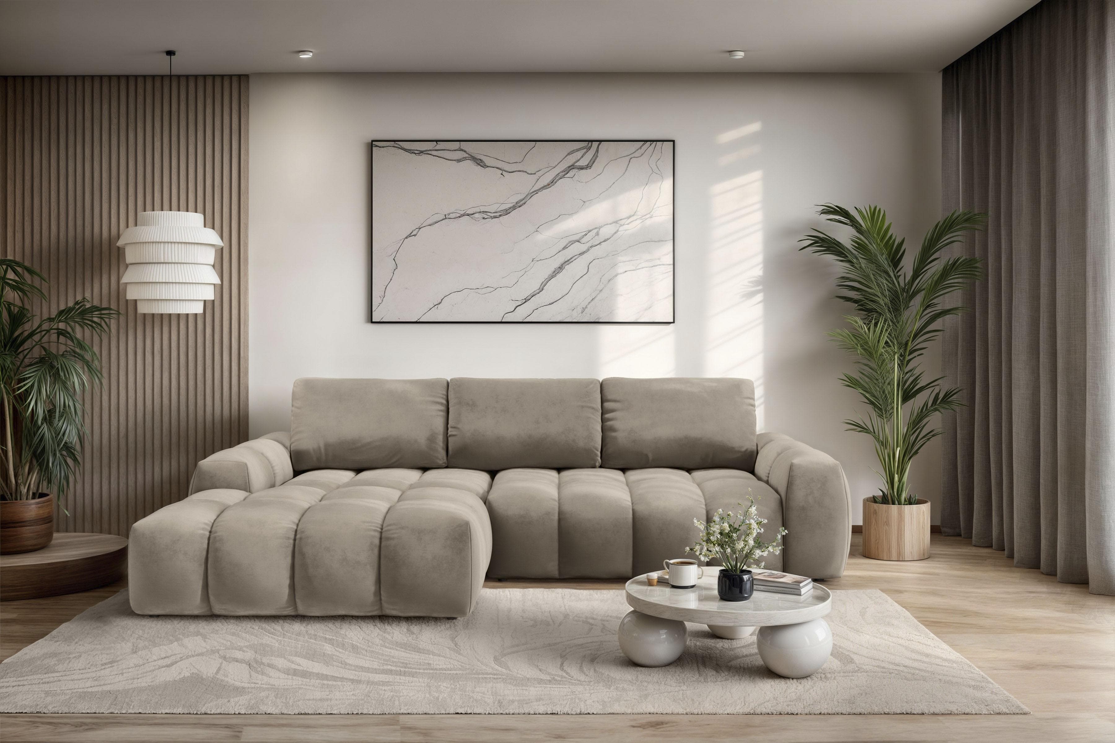 OTTO HOME Ecksofa AZita L-Form Taupe Samtoptik mit Bettkasten