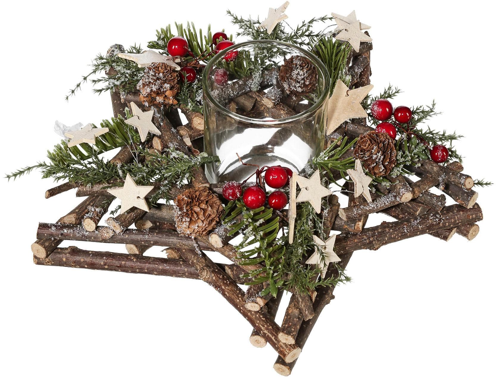 Creativ home Teelichthalter Adventsgesteck mit Teelichthalter 1 St. in Sternform
