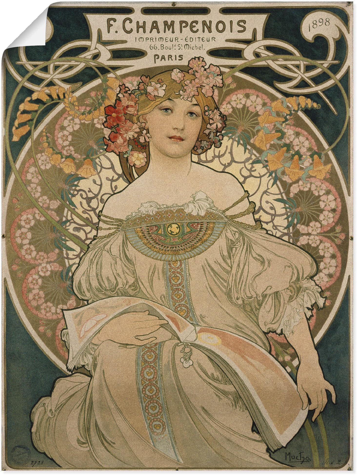 Artland Kunstdruck "Plakat für F. Champenois. 1897" Grün