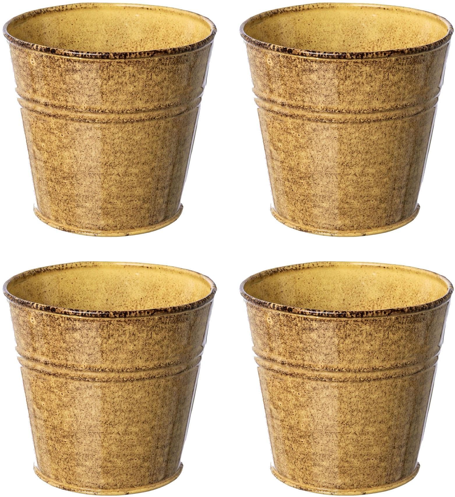 Übertopf CREATIV HOME Gelb Metall Pflanzgefäße