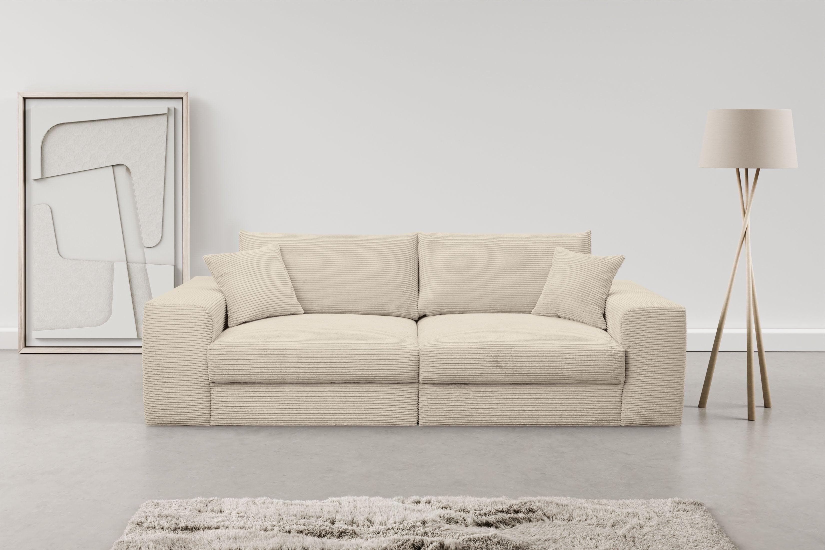 WERK2 Rozzana Mega Sofa Beige 3-Sitzer mit losen Rückenkissen