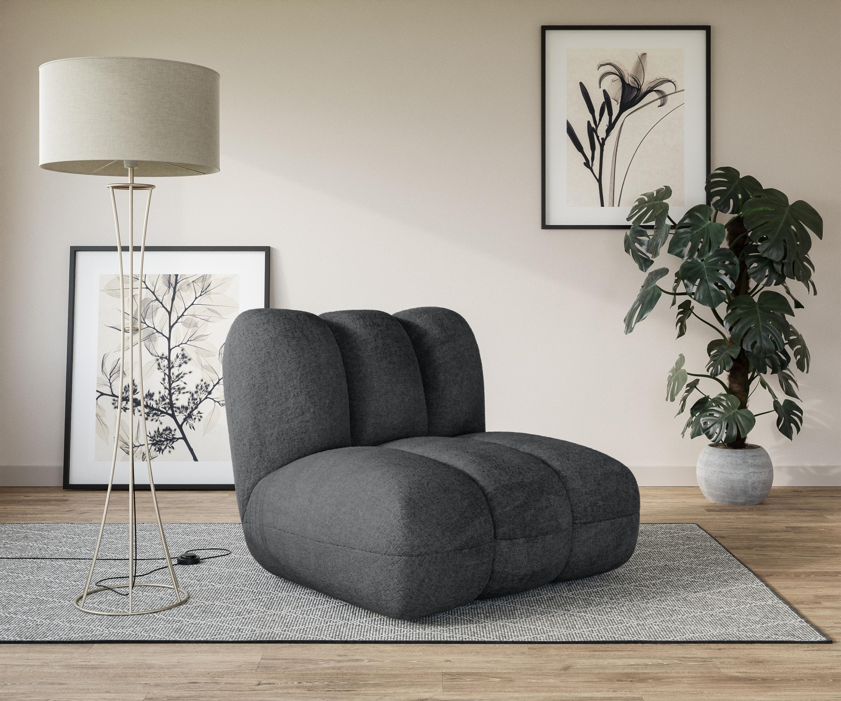 LEGER HOME Priya Loungesessel Anthrazit Modern