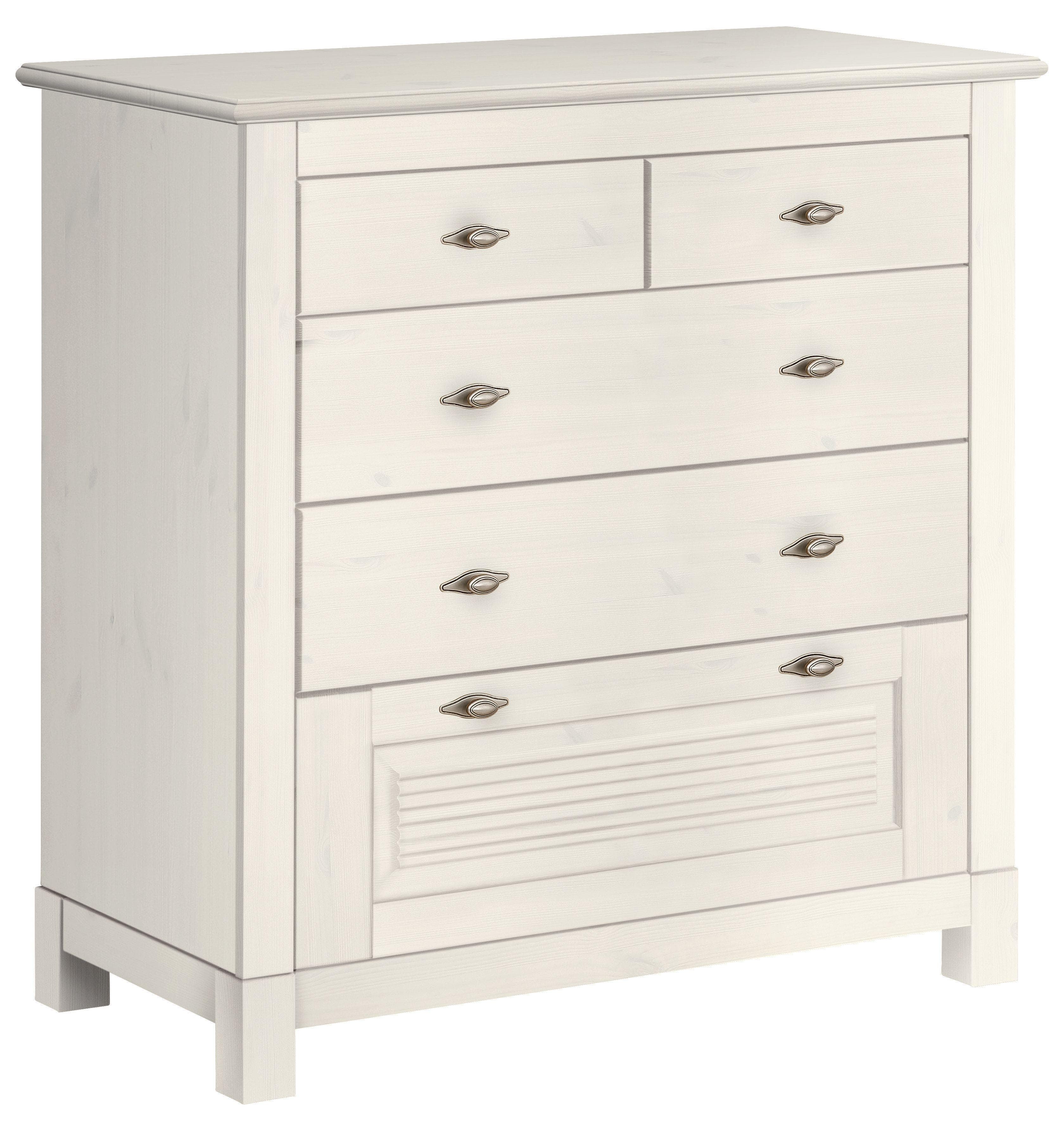 OTTO HOME Rauna Schubkastenkommode Weiß Massivkiefer 5 Schubladen