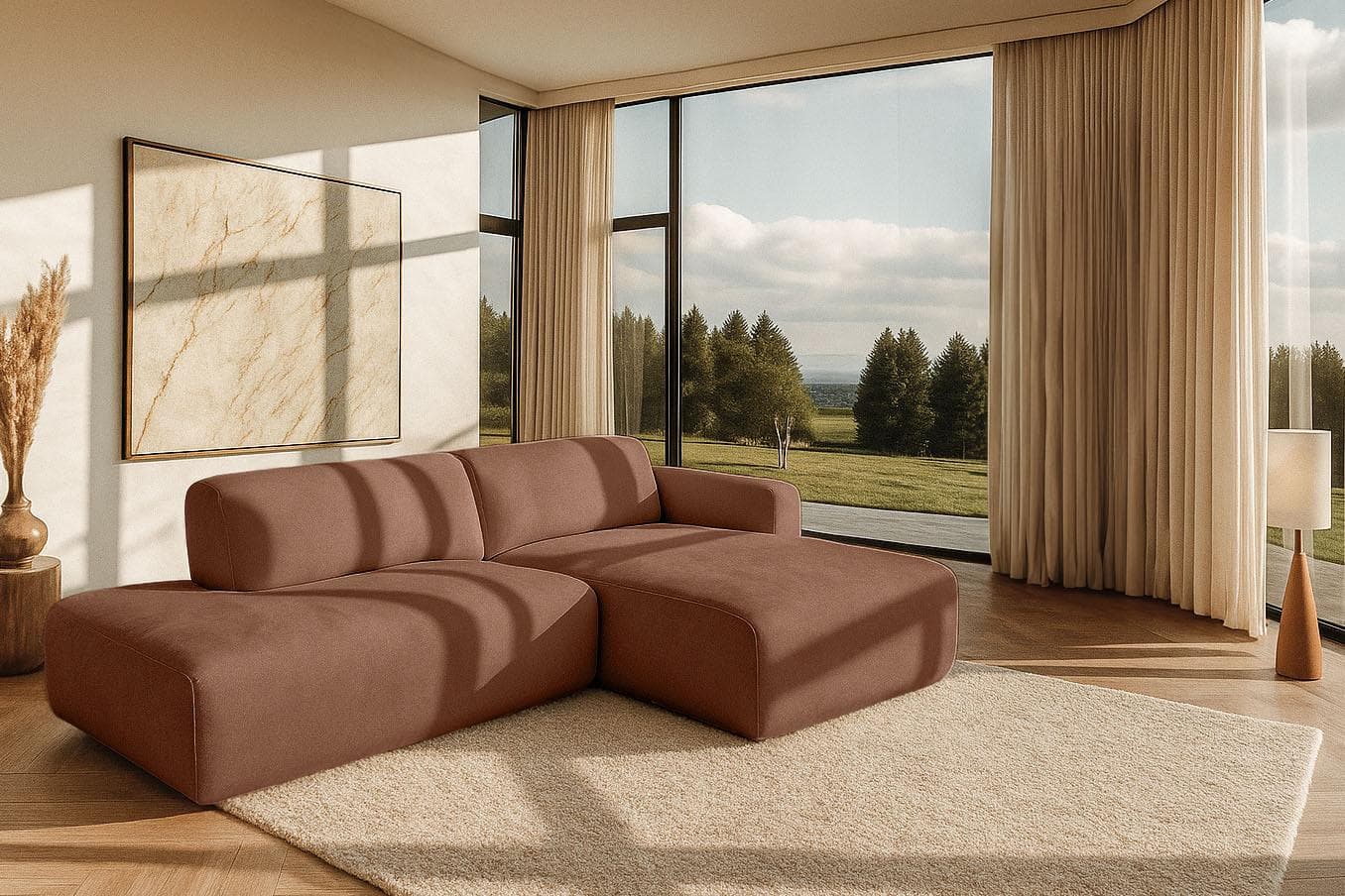 HOME AFFAIRE Ecksofa Myrland Kompaktsofa rot Chenille Easy Clean