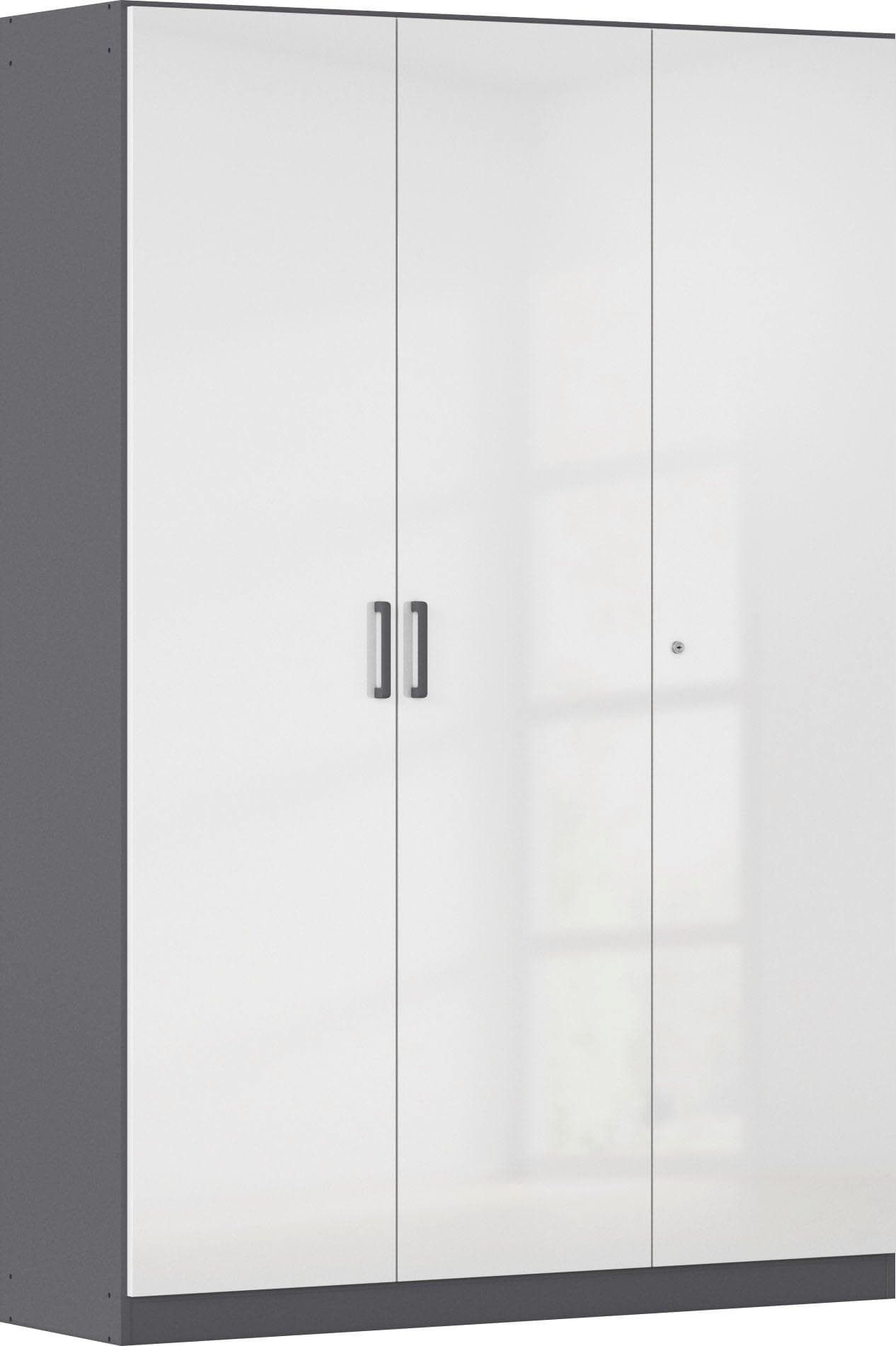 Mehrzweckschrank RAUCH Garderobe Kleiderschrank Schuhschrank Putzschrank MINOSA Graumetallic Hochglanz Weiß