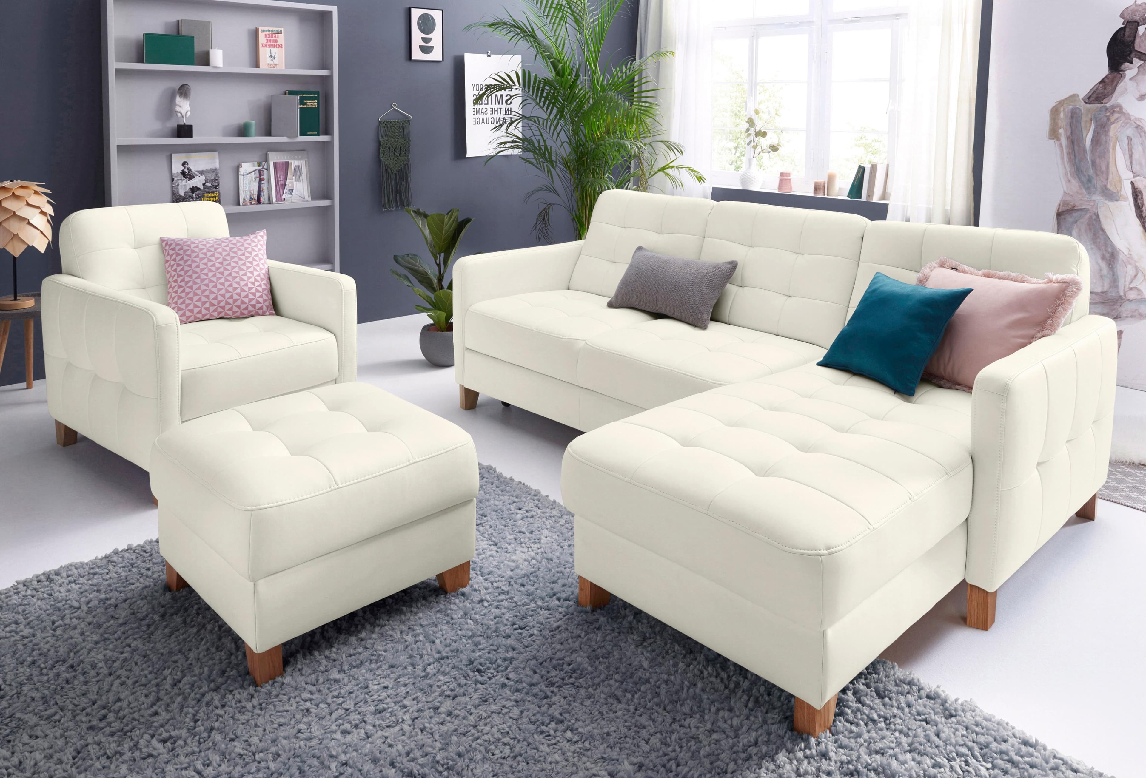 EXXPO Ecksofa Elio L-Form Weiss mit Bettfunktion