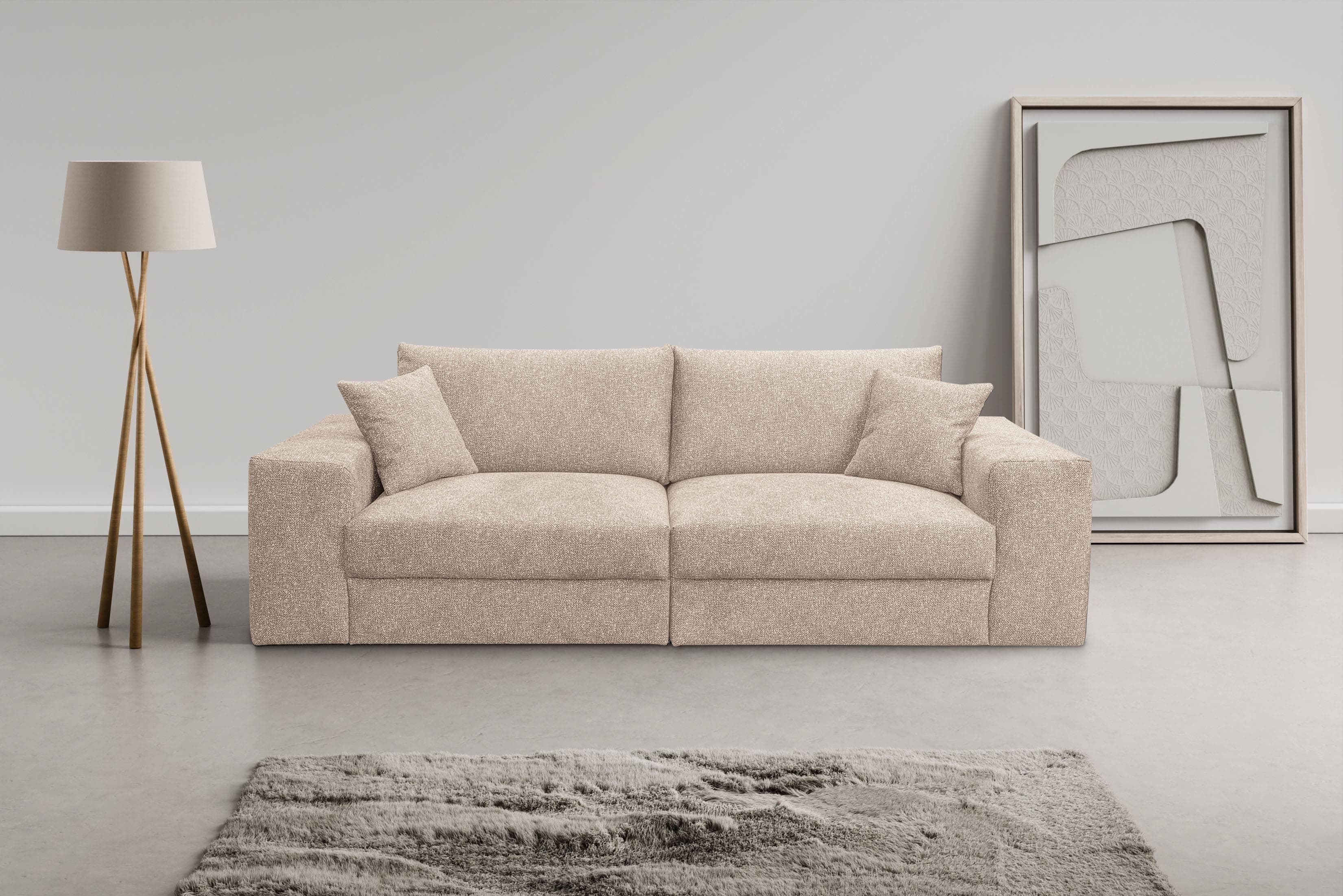Big-Sofa WERK2 Rozzana Beige 100% Polyester mit losen Rückenkissen