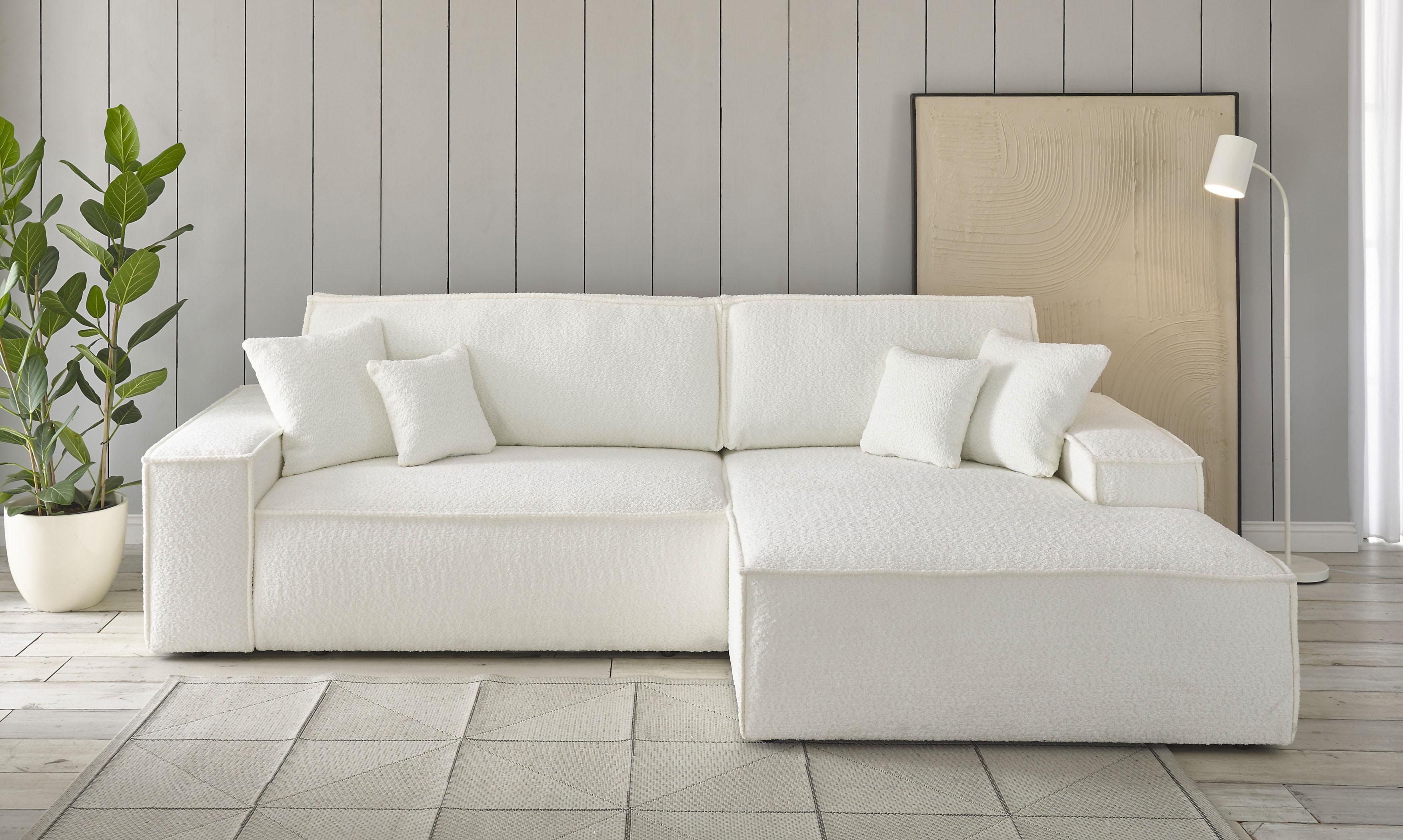 OTTO HOME Finnley Ecksofa L-Form Weiß mit Schlafsofa Funktion und Bettkasten