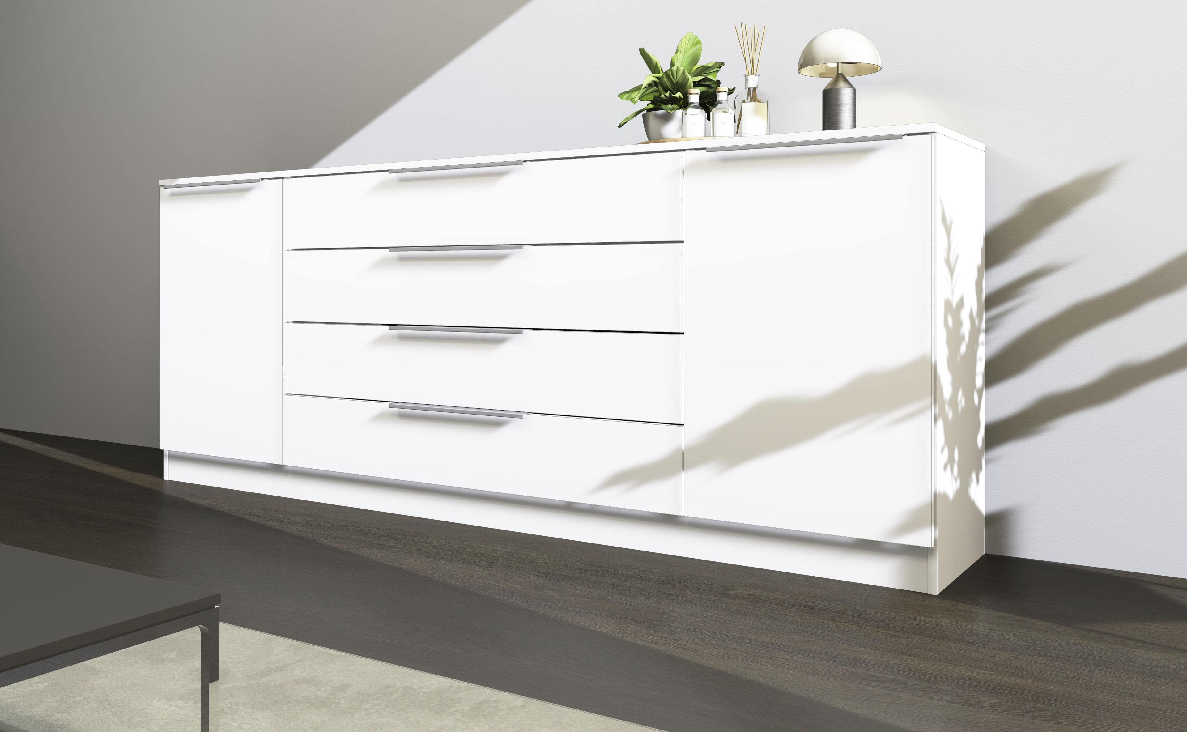 Borchardt Möbel Kommode Oliva Weiß Matt 200cm Modern