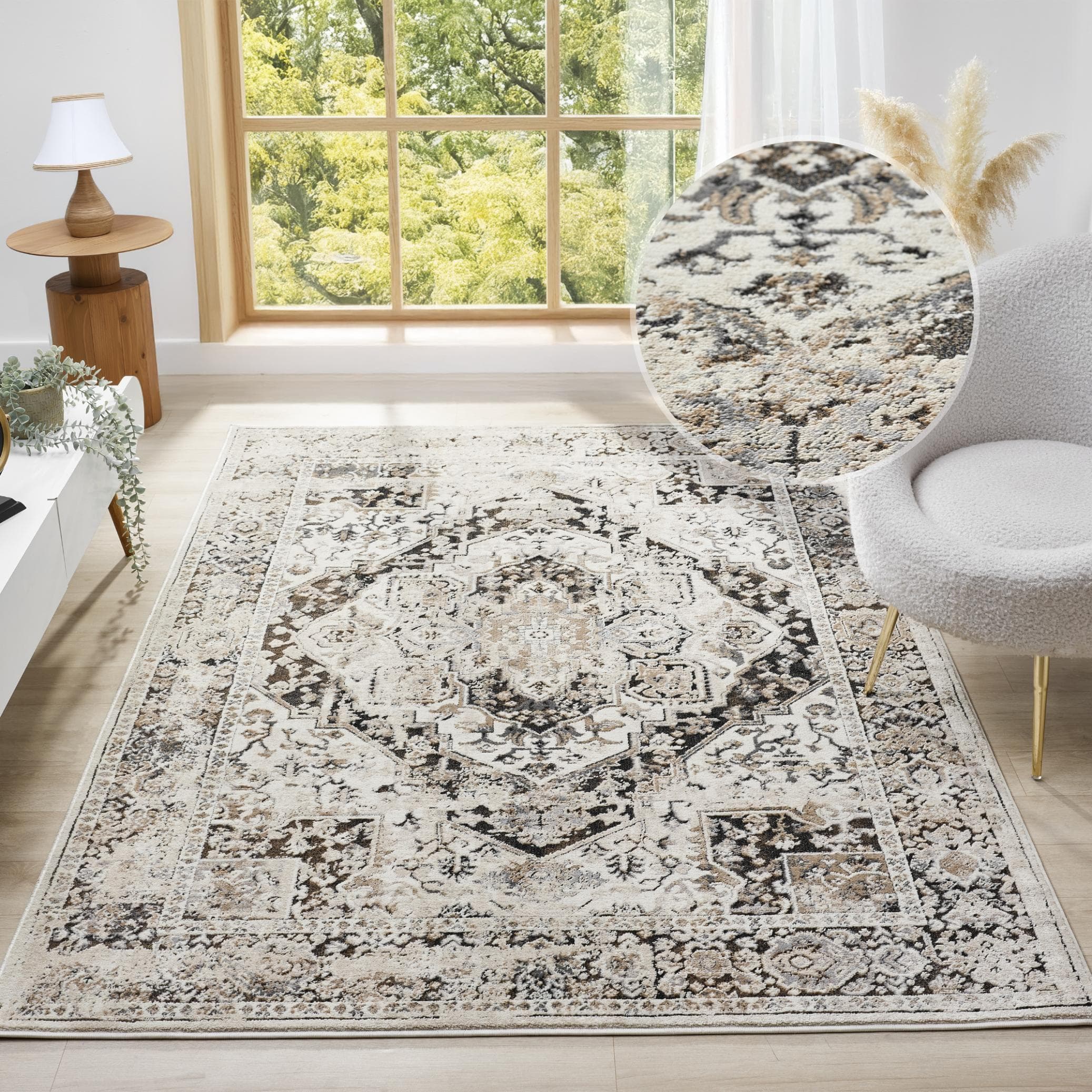 Vintage-Teppich in Braun, Kunstfaser, 120x180 cm