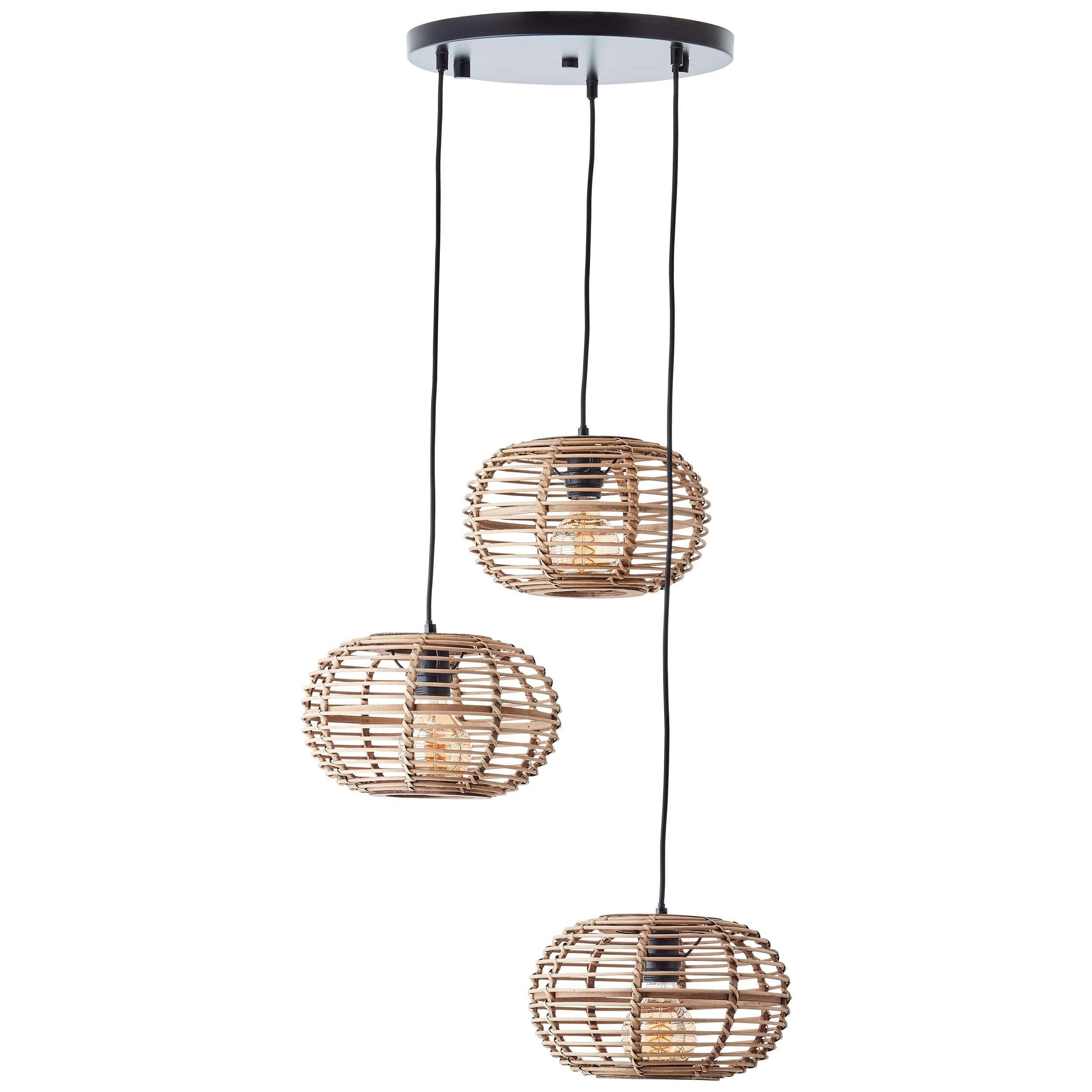 BRILLIANT Pendelleuchte Woodball Schwarz Bambus 57 cm