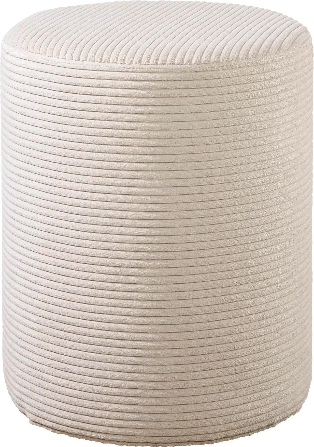 Polsterhocker MAINTAL "Hügeldorf" Creme-Natur Cord-Bezug