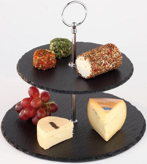 Etagere APS 2-stufige Servierplatten Metall Schiefer