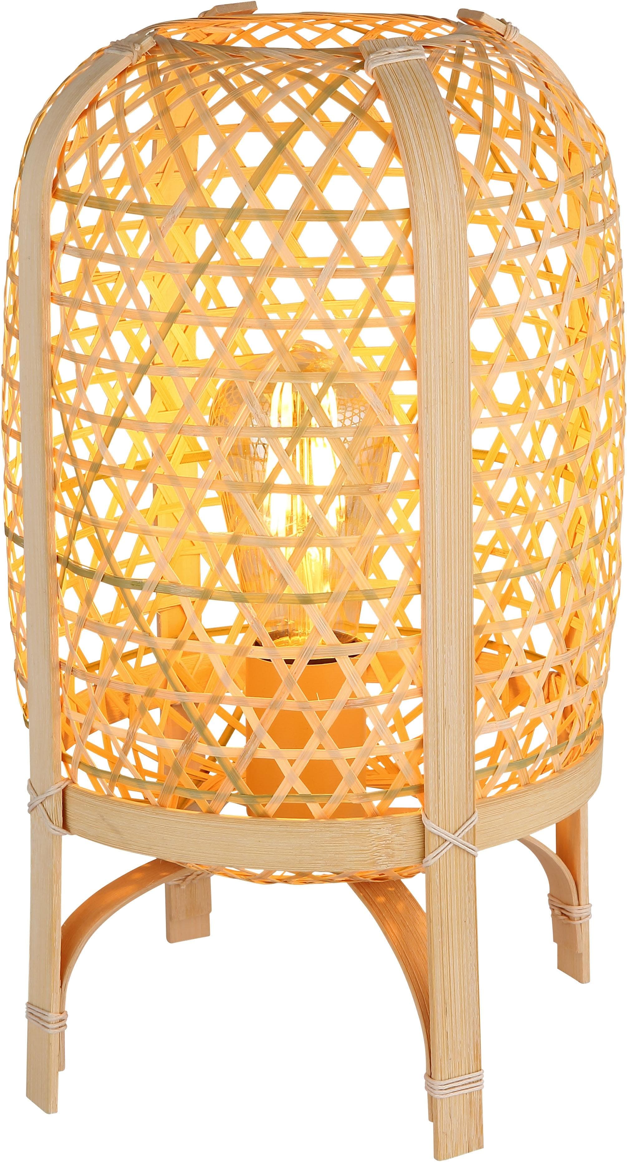 GLOBO LIGHTING Tischleuchte Bambusgeflecht Naturfarben Metall