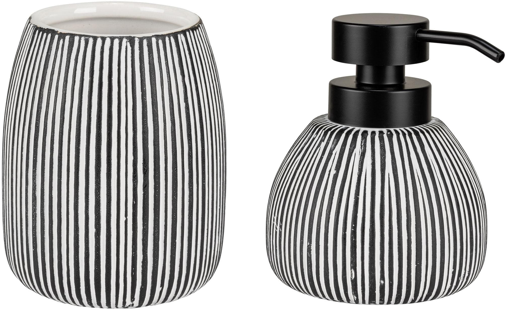 Seifenspender WENKO Pascoli Schwarz Keramik Dosierspender Bad-Accessoire Set