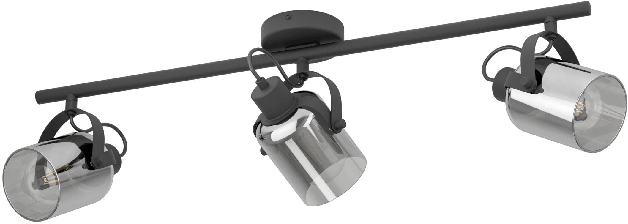 EGLO Deckenspot BERREGAS Spotlampe Stahl E27 3x40W IP20 Schwarz Chrom