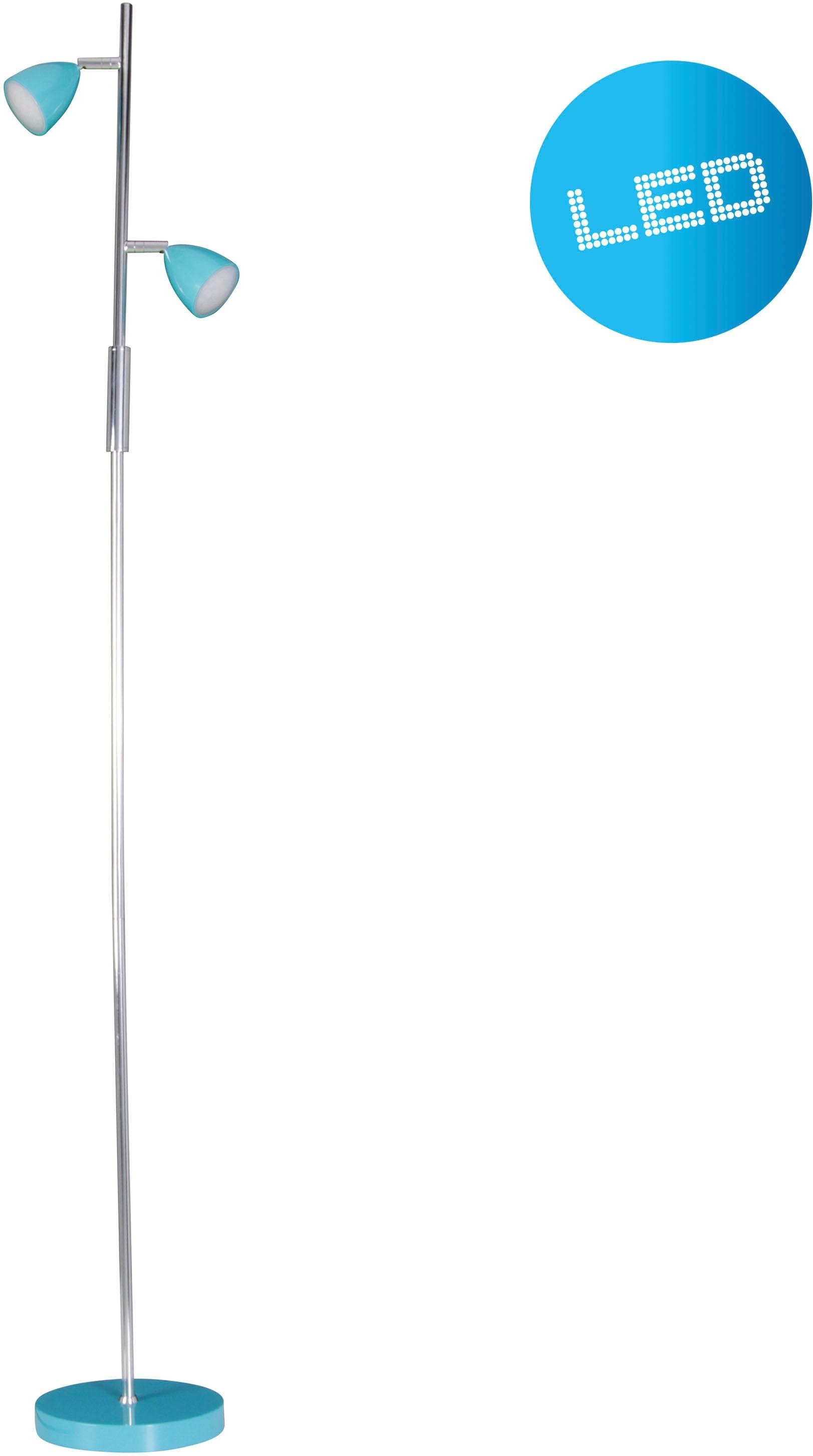 NÄVE LED Stehlampe Aaron Silber/Türkis mit verstellbaren Spots