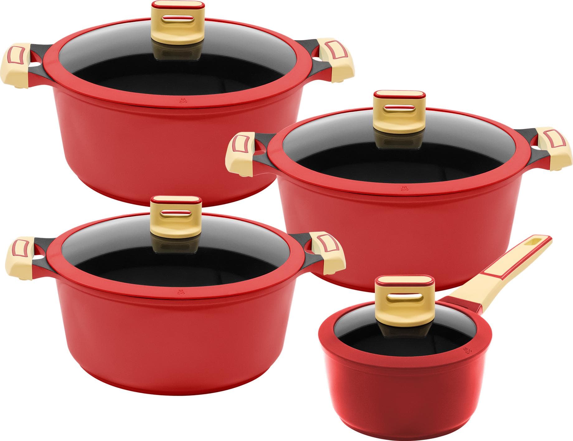 KING Kochtopfset GOURMET Rot 8-tlg. Antihaft-Beschichtung