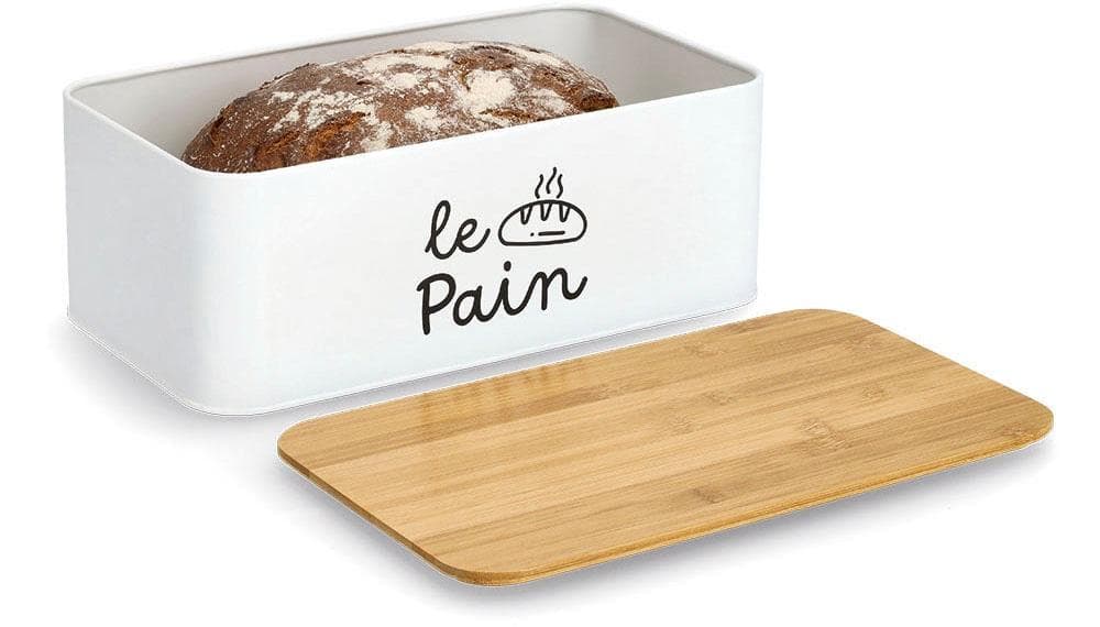 Brotkasten ZELLER PRESENT, Weiß, Bambusdeckel
