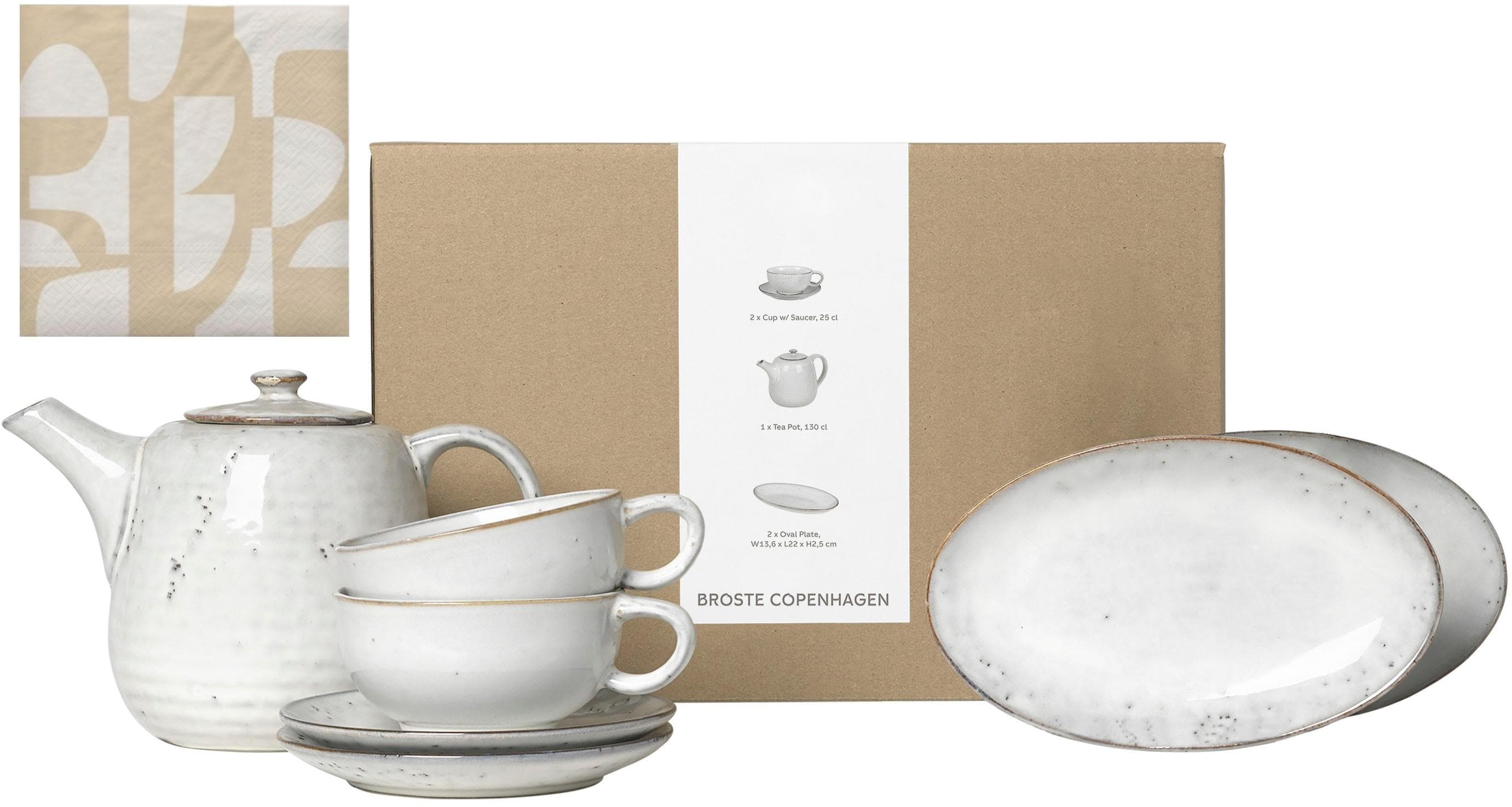 Teeservice BROSTE COPENHAGEN Nordic Sand Keramik 8-tlg. Set