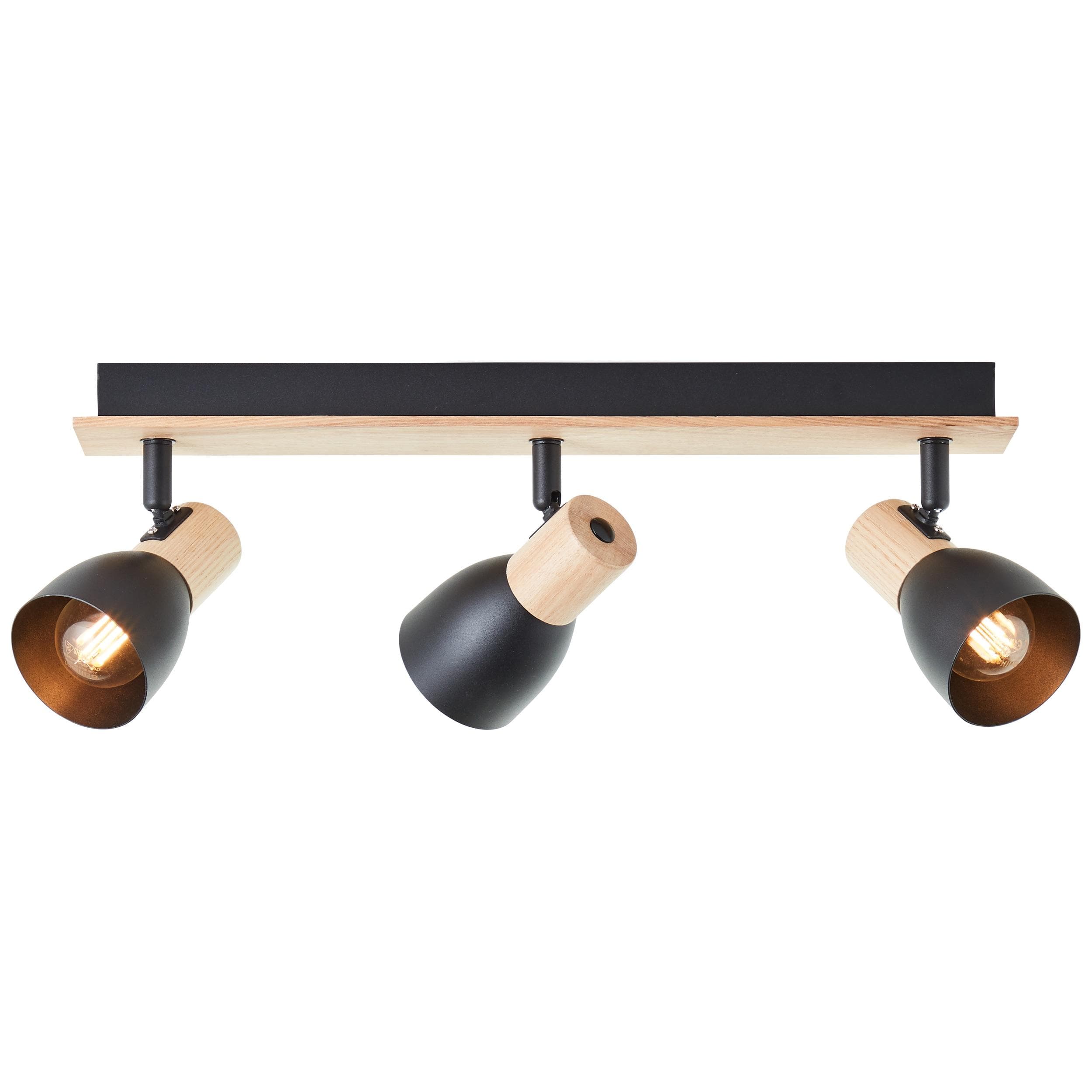 BRILLIANT Deckenstrahler Daintree Schwarz Holz 3xE14