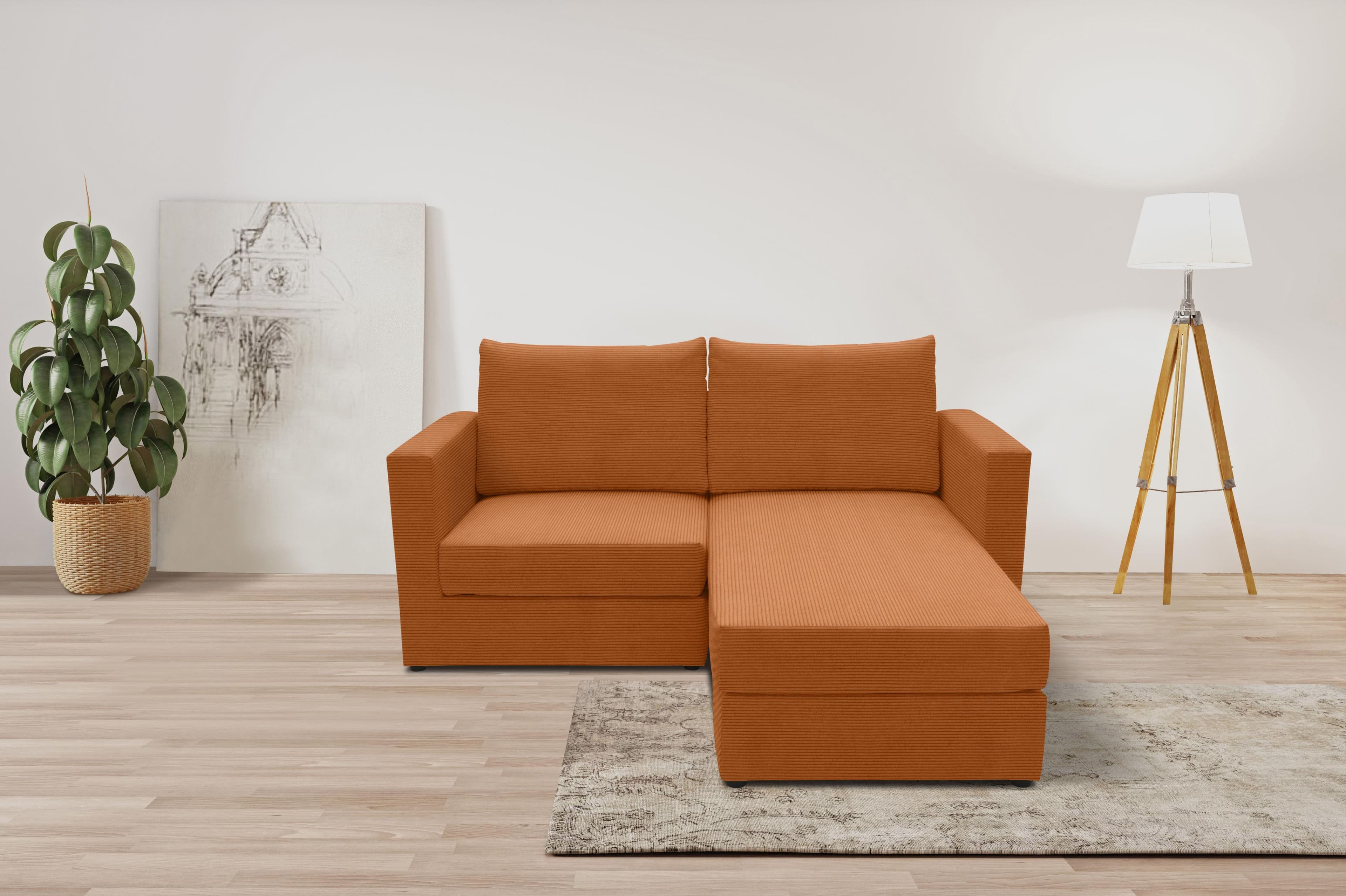DOMO COLLECTION Bibury Ecksofa mit Schlaffunktion Terrakotta