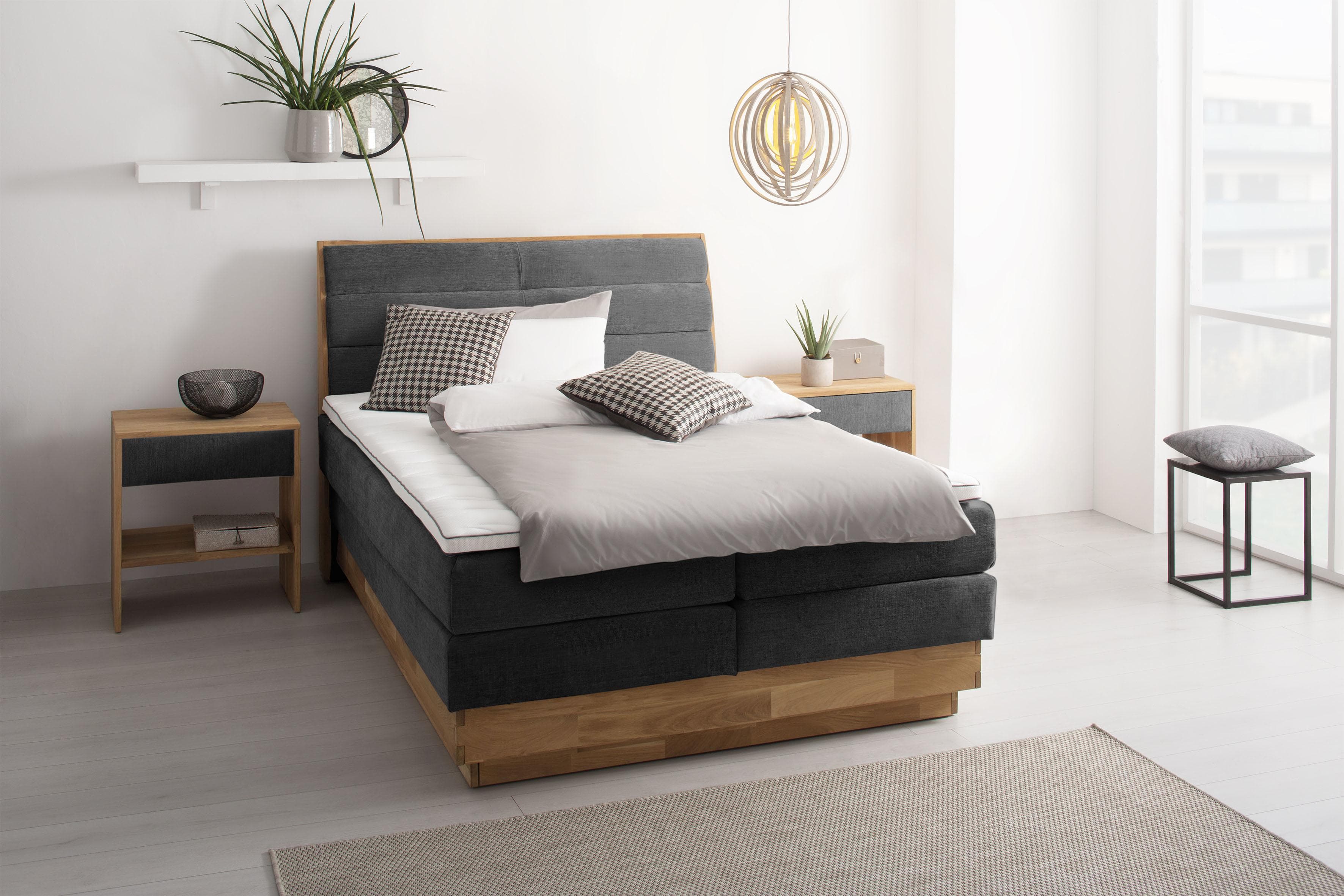 OTTO HOME Boxspringbett Jenna mit LED & Bettkasten Grau