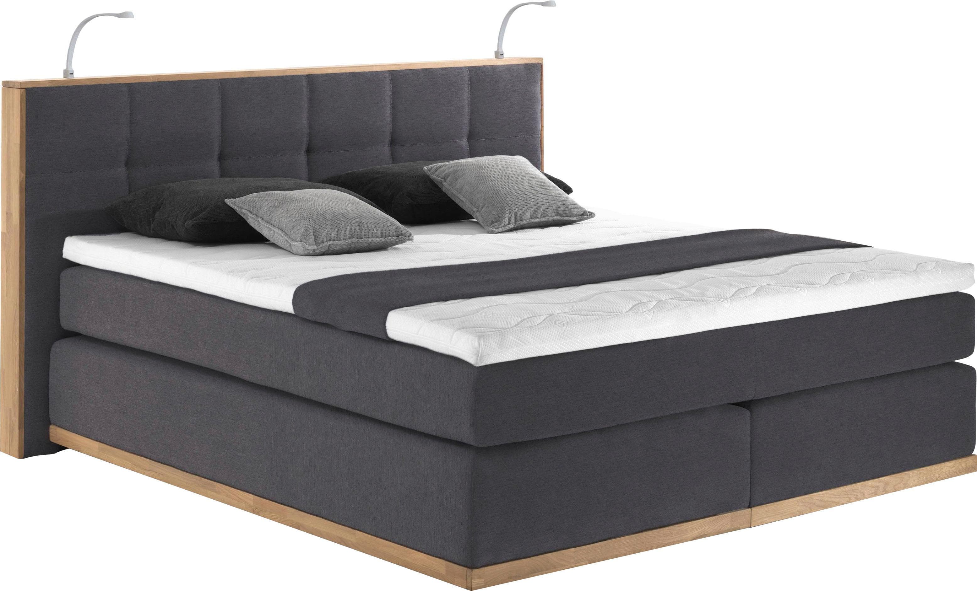 HOME AFFAIRE Boxspringbett Vinton Anthrazit mit LED-Beleuchtung und 2 Matratzen