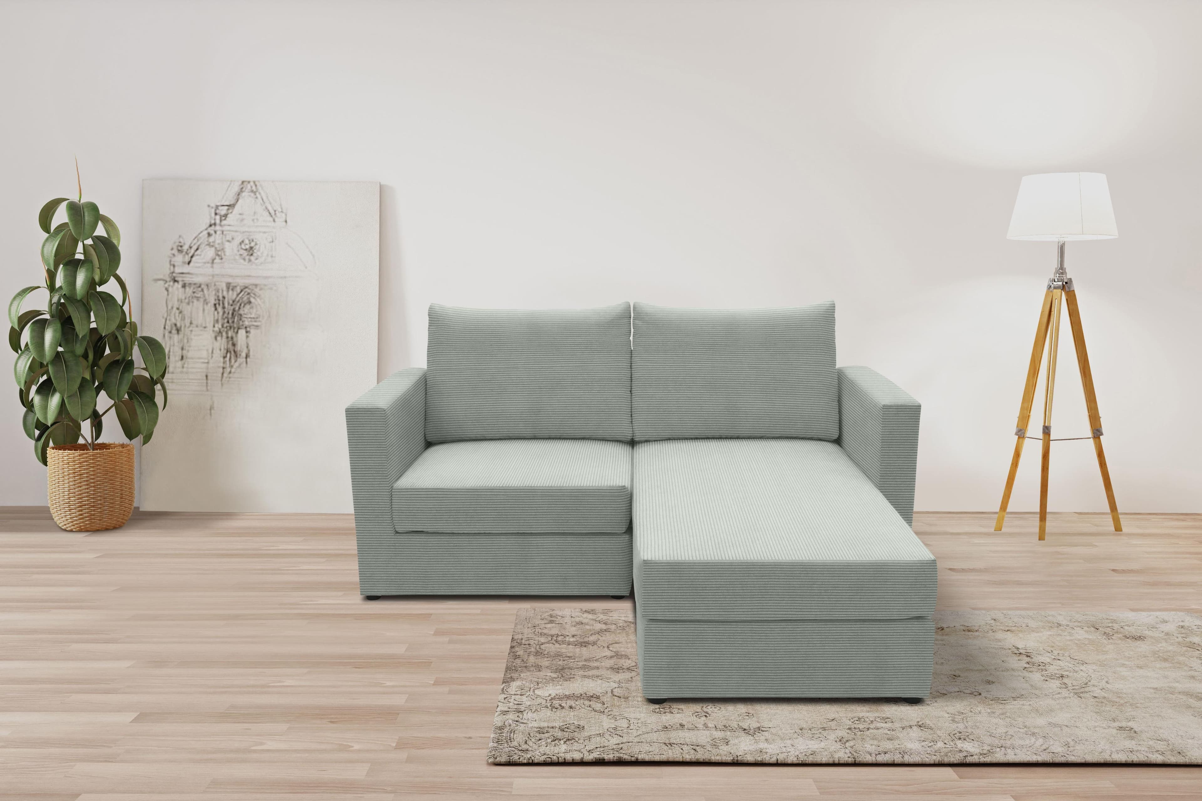 DOMO COLLECTION Bibury Ecksofa 2-Sitzer Grau mit Schlaffunktion