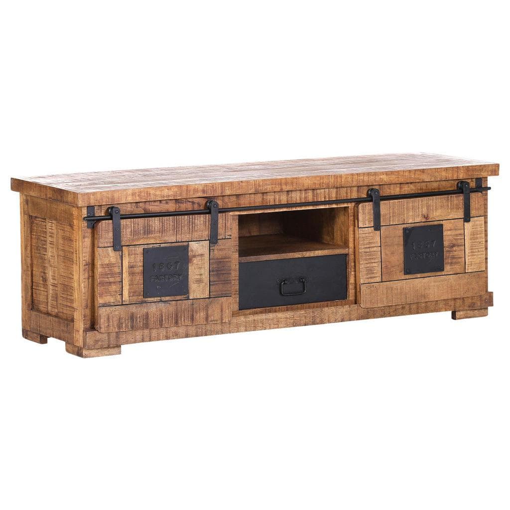 Landscape Lowboard Massivholz Braun Metall