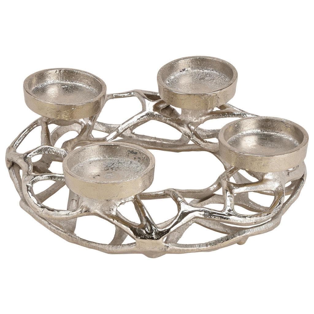 XXXLutz Adventskranz Silber Metall 25x11x25 cm Weihnachtsdekoration