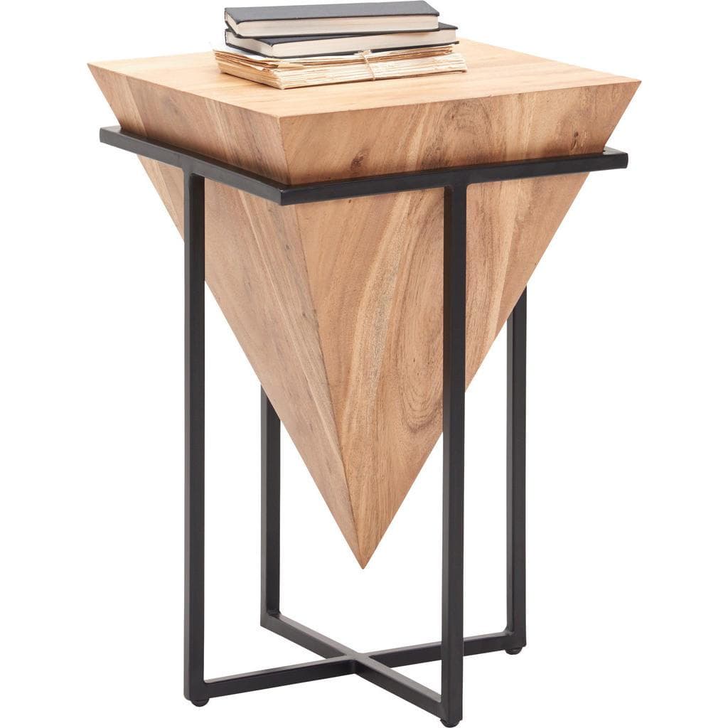Ambia Home Beistelltisch Natur Schwarz Massivholz Metall