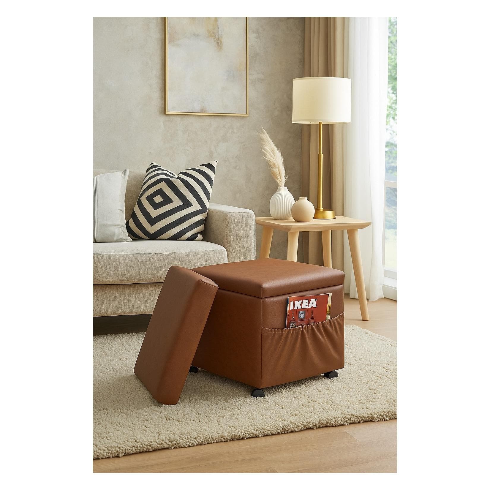 Vicki Stauraumhocker mit Rollen & Zeitungstasche