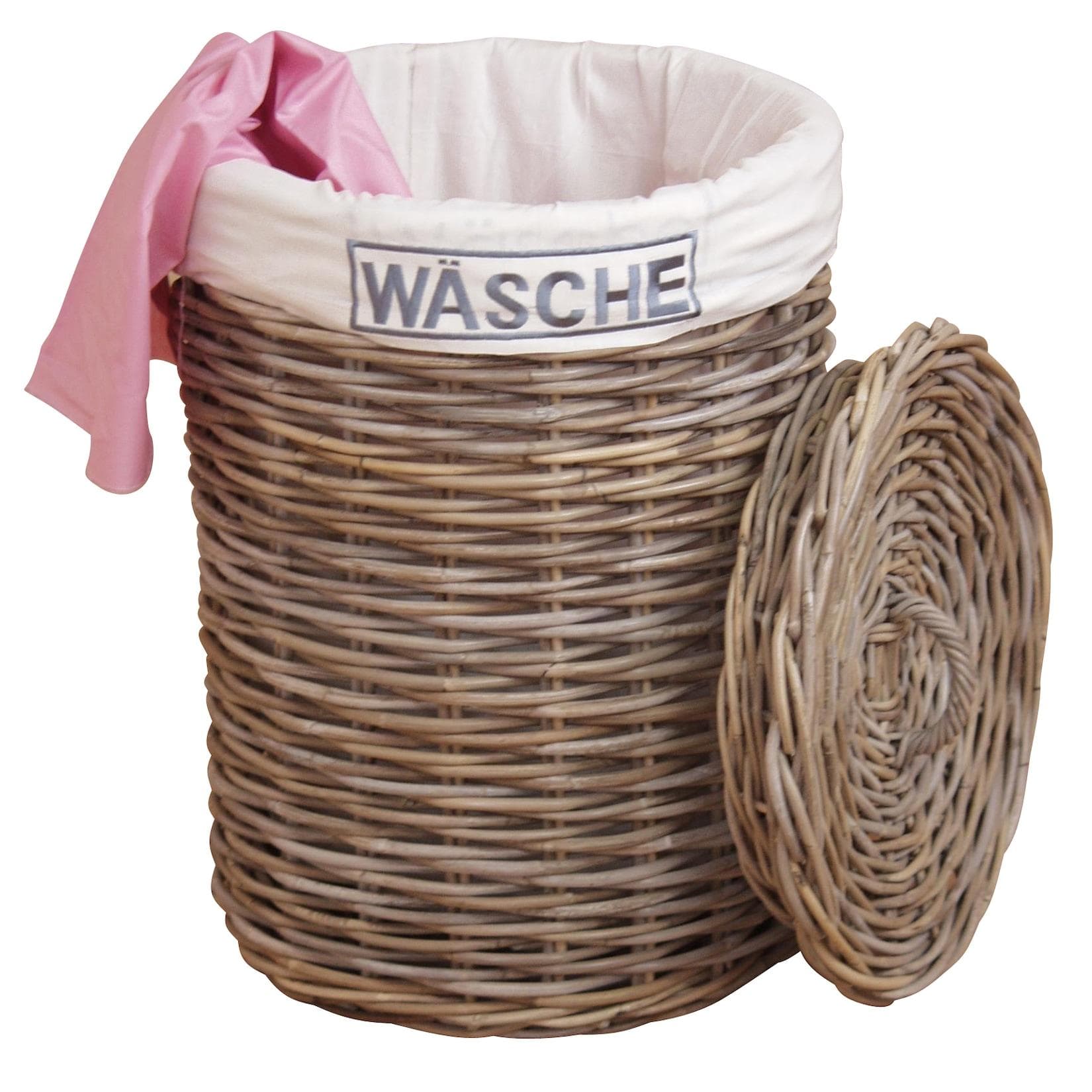 moebel-direkt-online Wäschekorb Kubu-Rattangeflecht Naturgrau