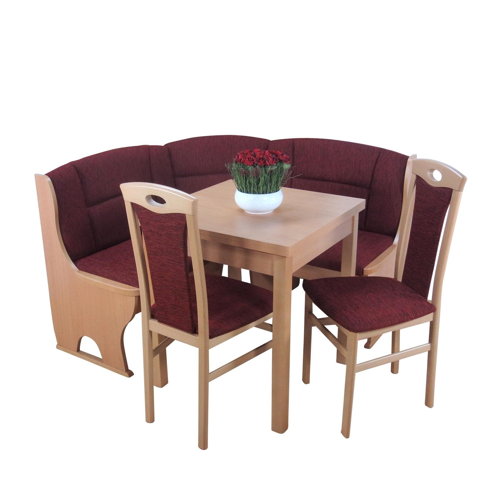 Eckbankgruppe aus Buchenholz mit Melaminoberfläche