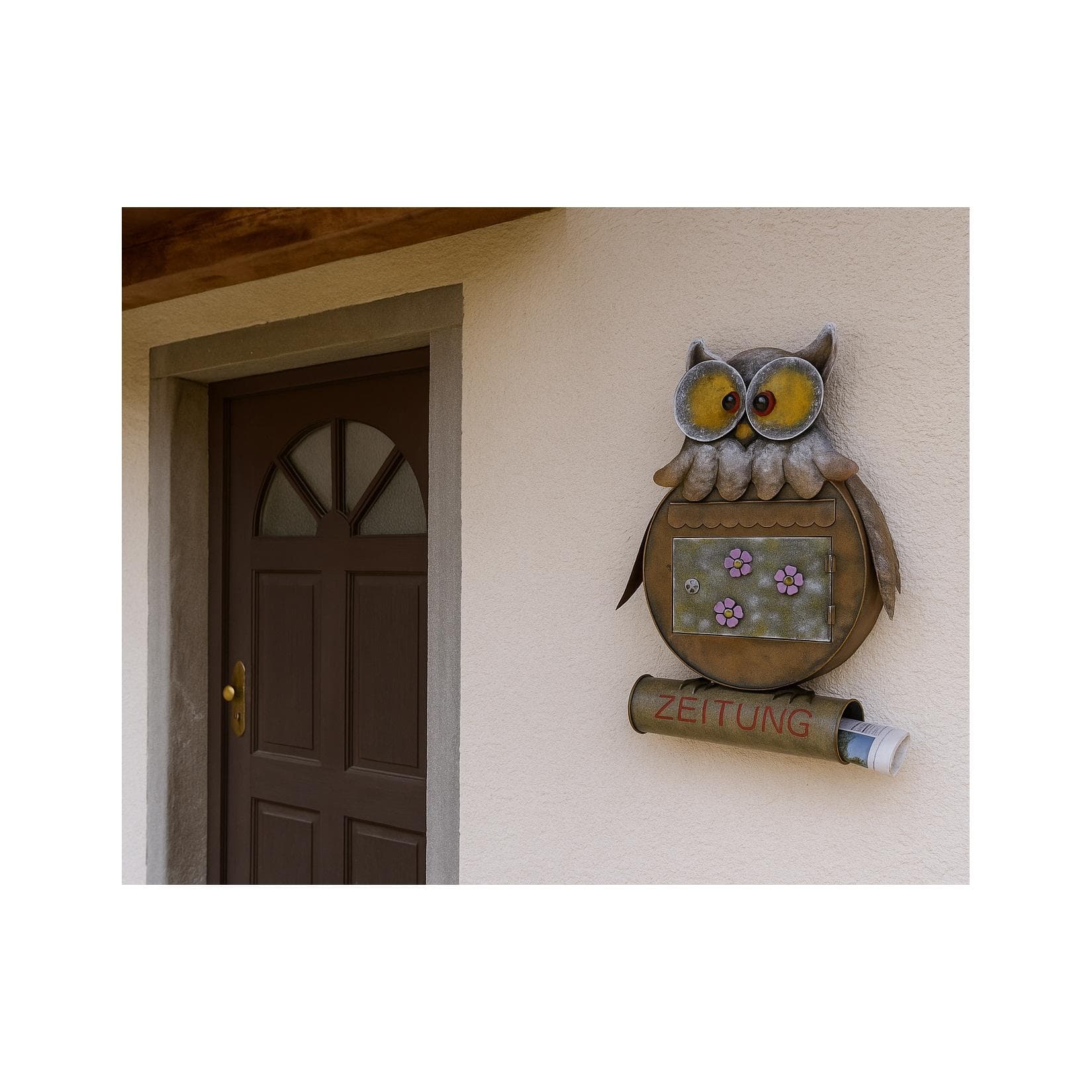 HOFMANN LIVING AND MORE Wandbriefkasten Eule Braun Metall