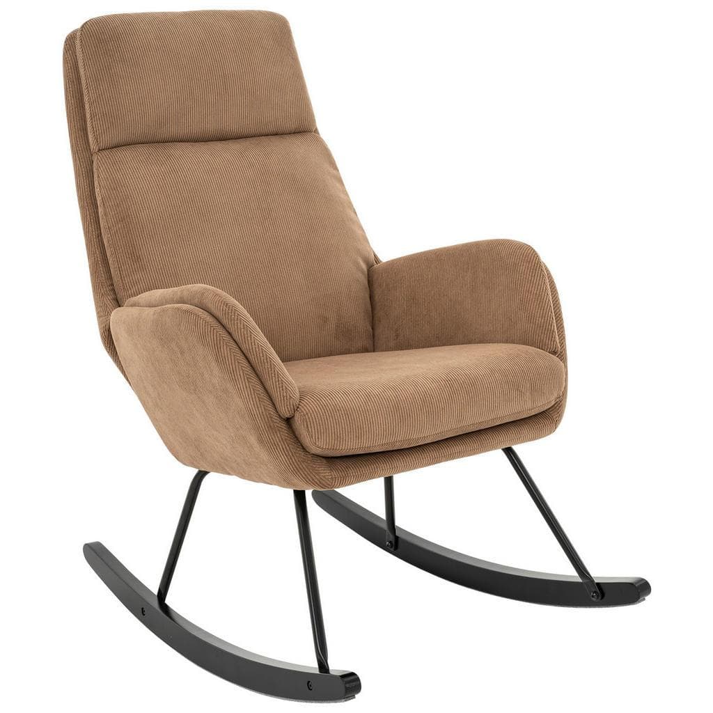 Livetastic Schaukelsessel Braun Schwarz Holz Metall Textil Kautschukholz Wippfunktion