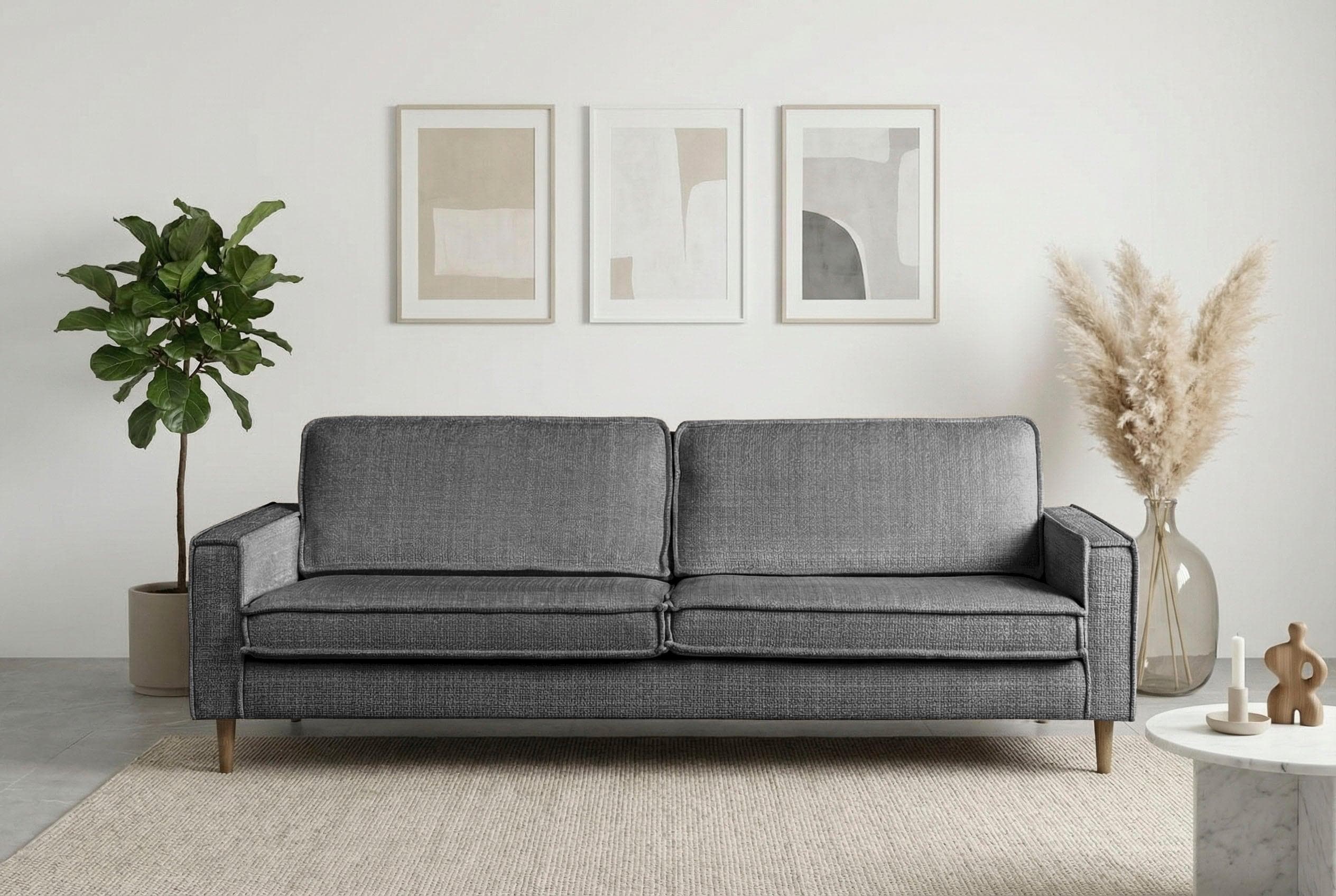 3-Sitzer Sofa Pinto Skandi Maxi-Ausführung Chenille-Struktur Dunkelgrau