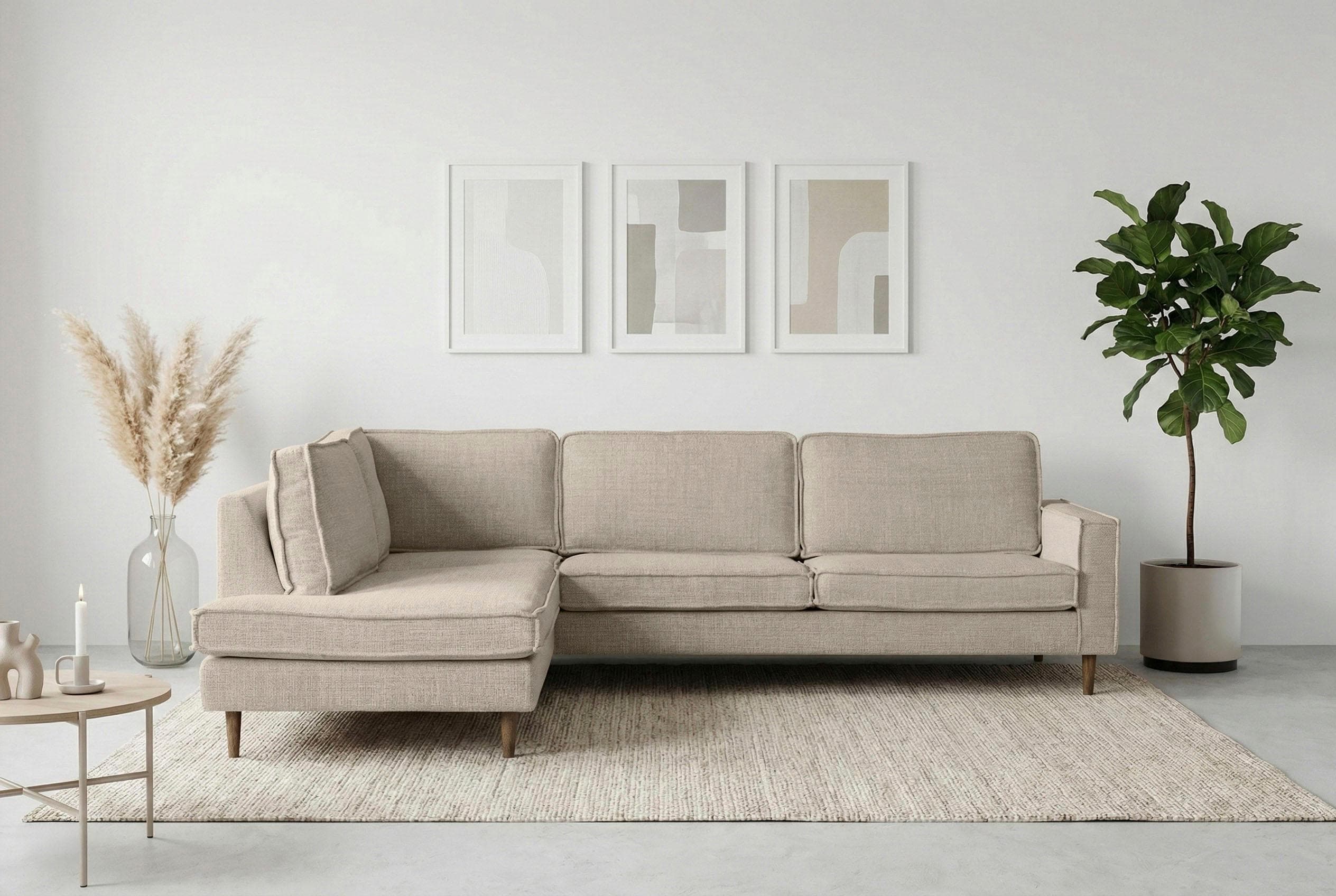 Ecksofa HOME AFFAIRE Pinto Skandi 290 cm Chenille Struktur mit Keder