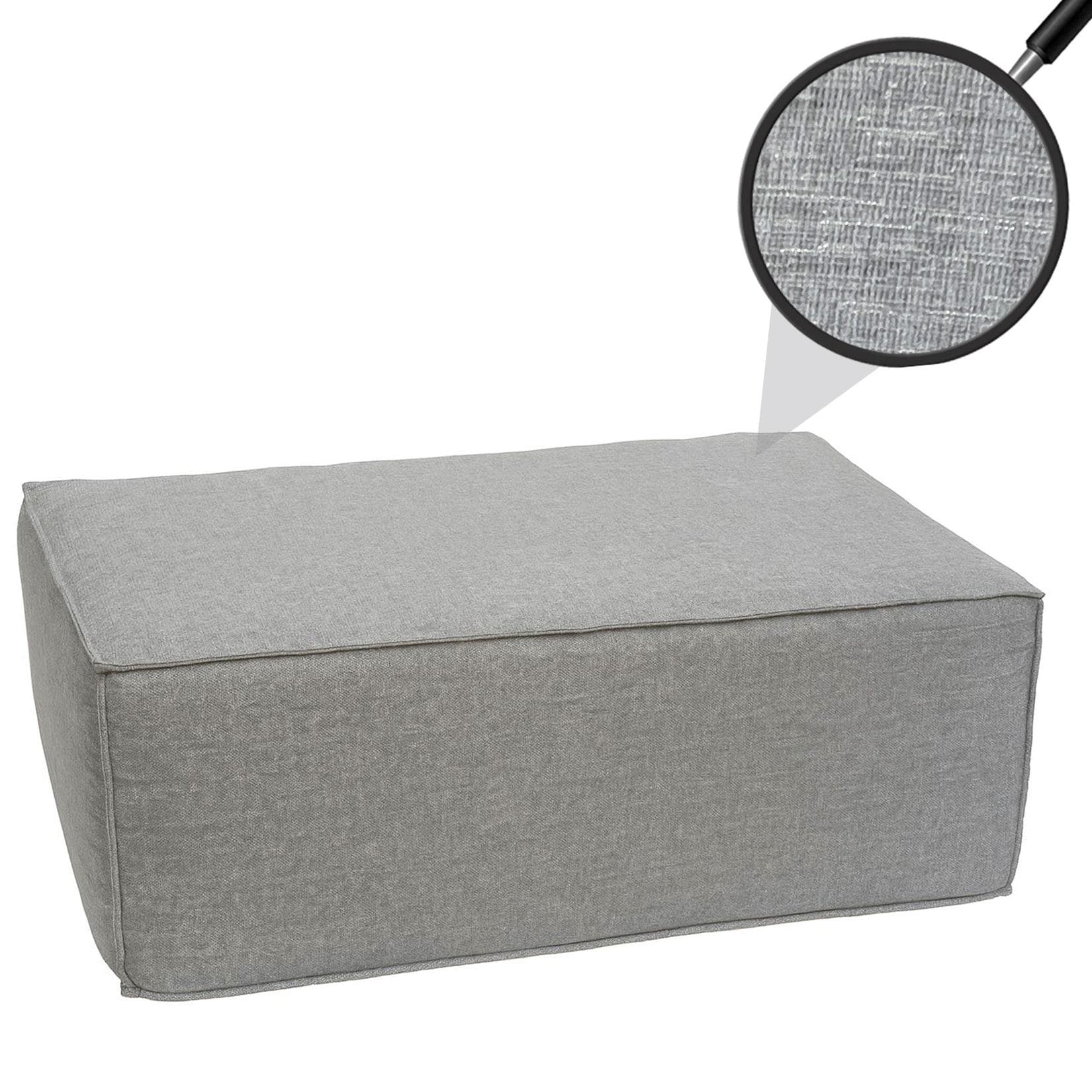 Ottomane MCW-O54 Hocker Fußablage Recamiere Chaiselongue Stoff 300g/m² 38x97x70cm Hellgrau