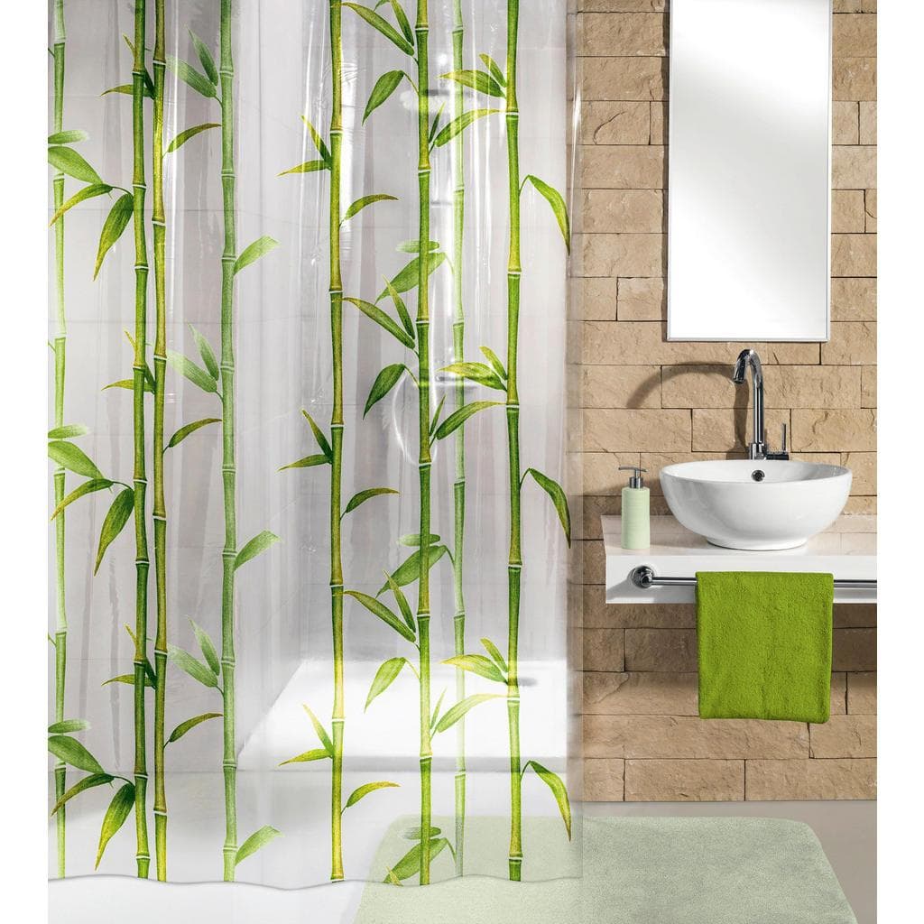 Kleine Wolke Duschvorhang Bambu Weiß/Grün 180x200 cm