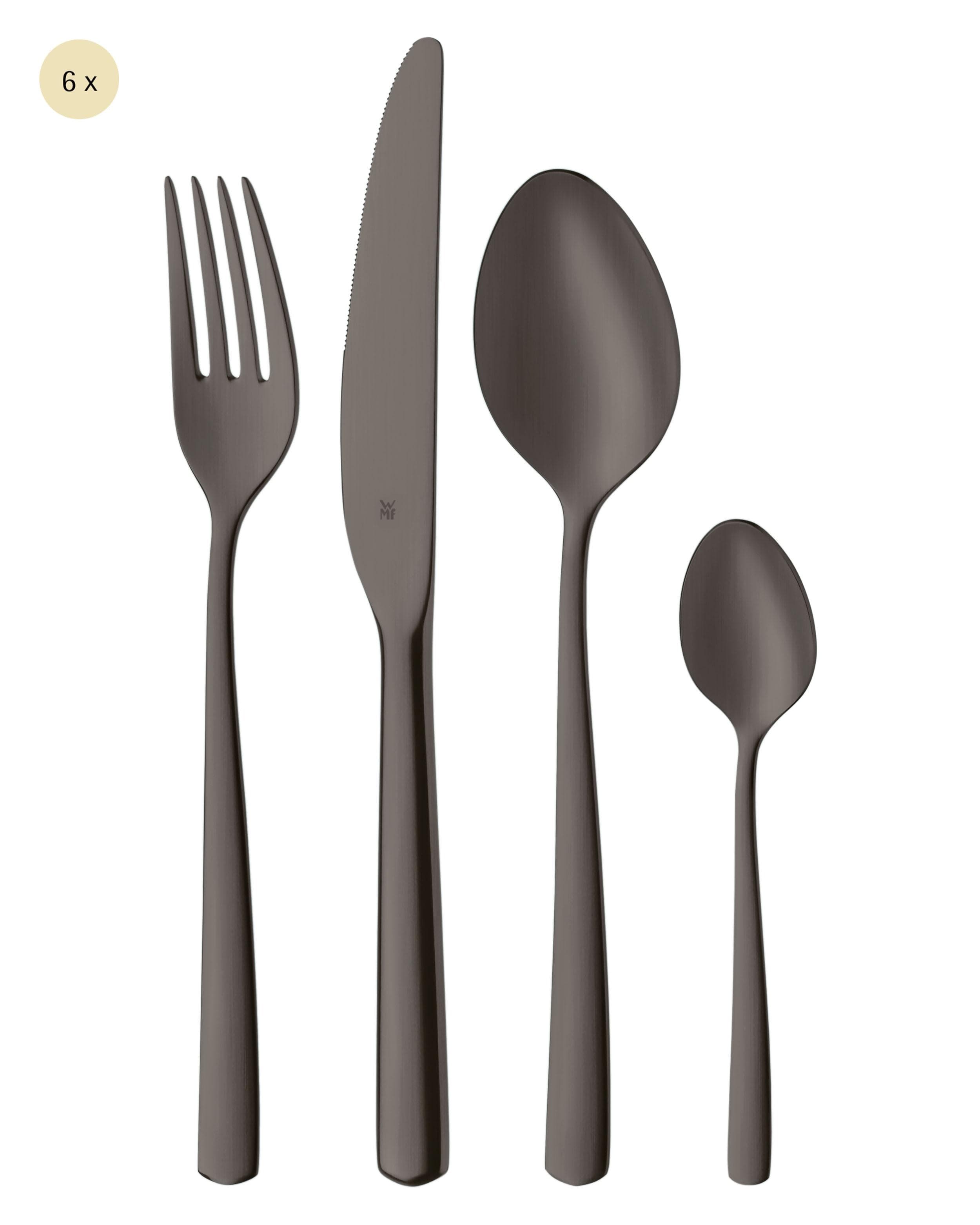 WMF Boston Besteck-Set 24-tlg. Schwarz Cromargan Edelstahl