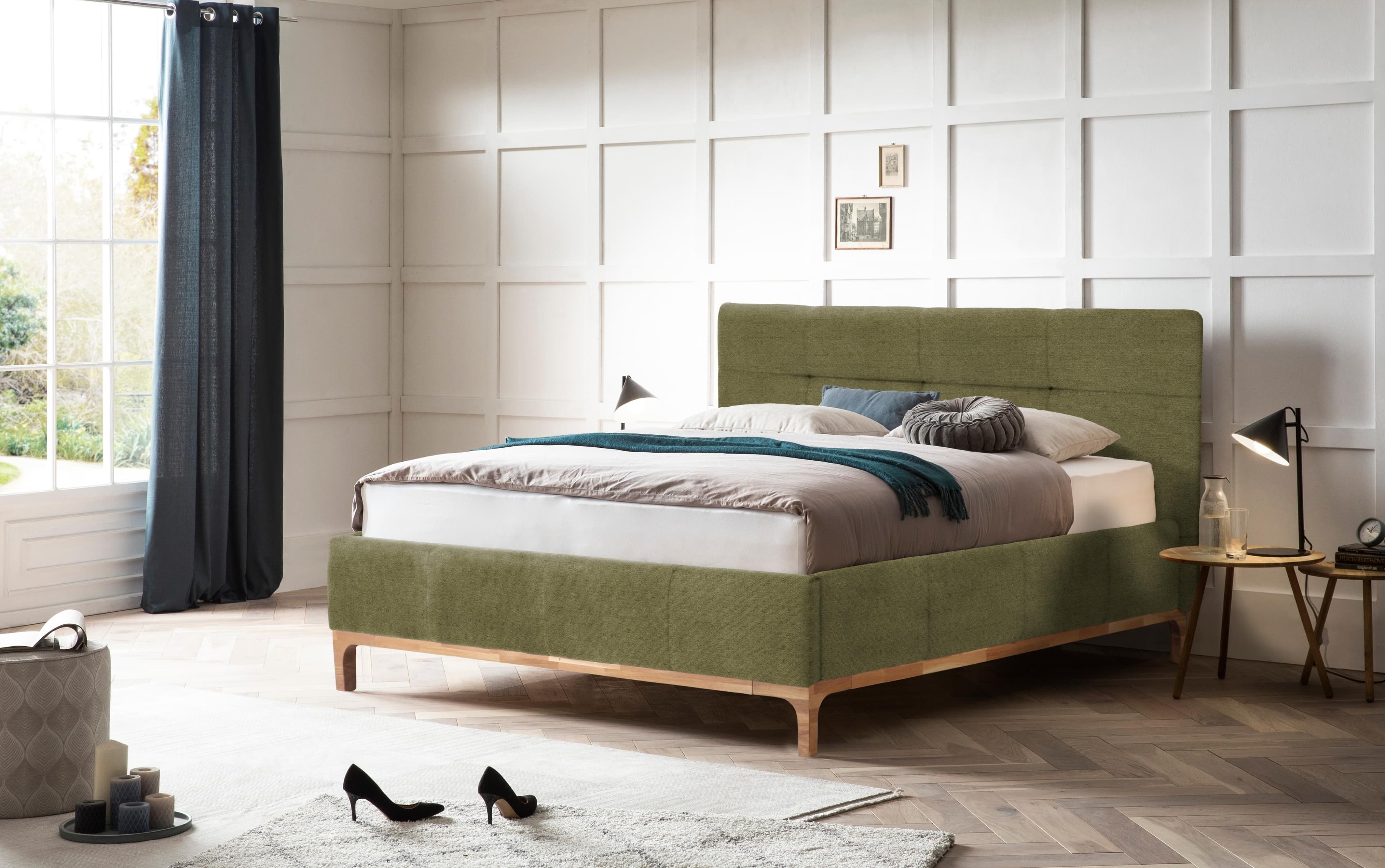HOME AFFAIRE Polsterbett Noan mit Bettkasten und Matratze Olive