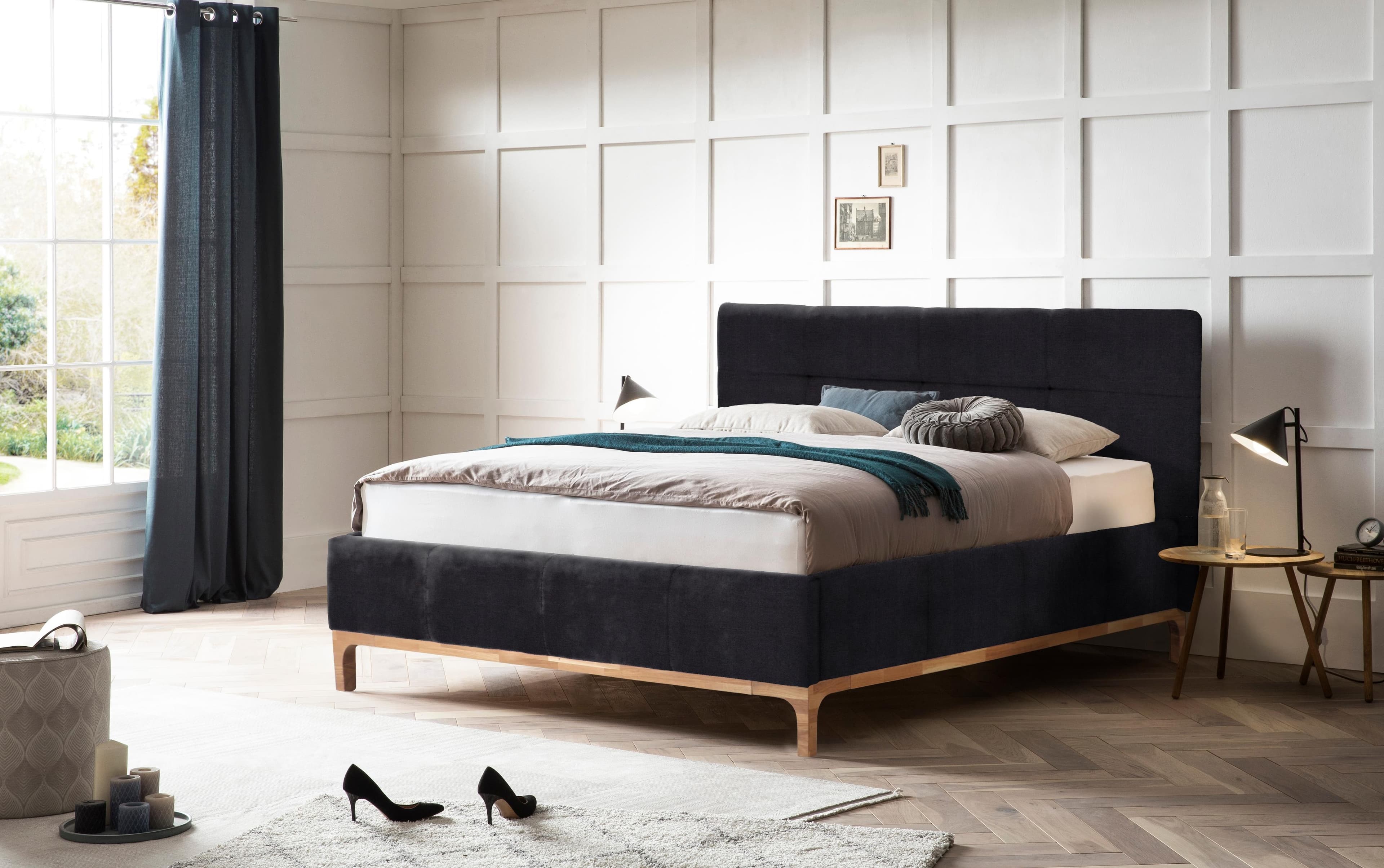 HOME AFFAIRE Polsterbett Noan Schwarz mit Bettkasten und Matratze