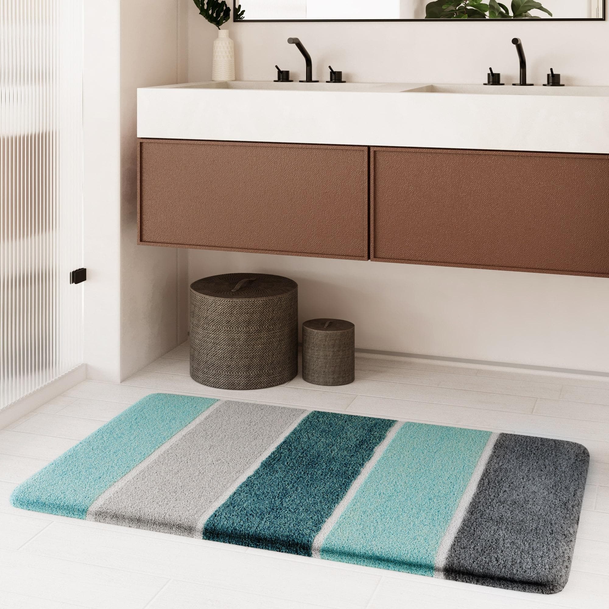 Badematte Rio Marina Türkis-Blau Gestreift