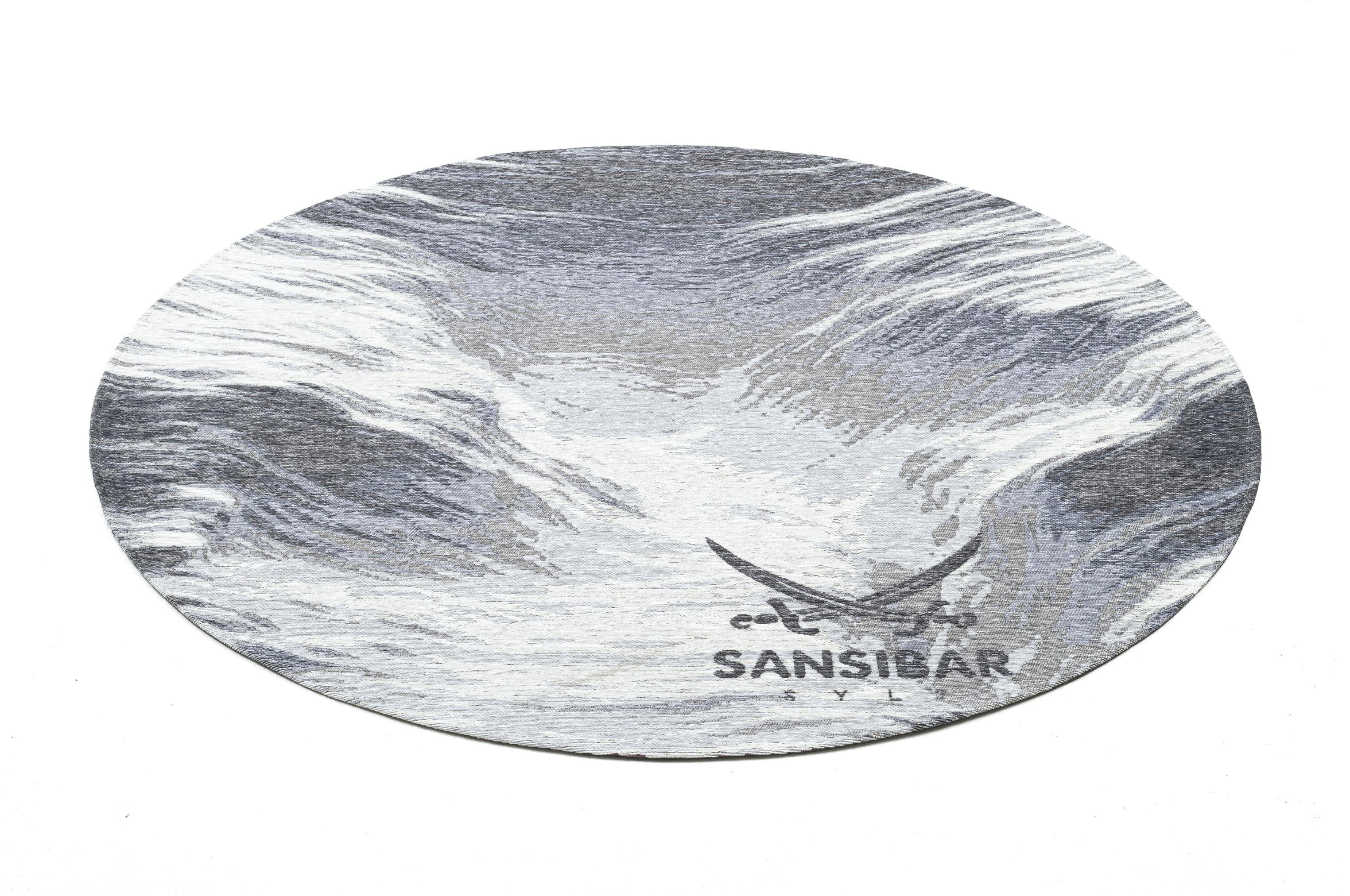 Sansibar Teppich Keitum Grau Rund 100cm Polyester Flachgewebe
