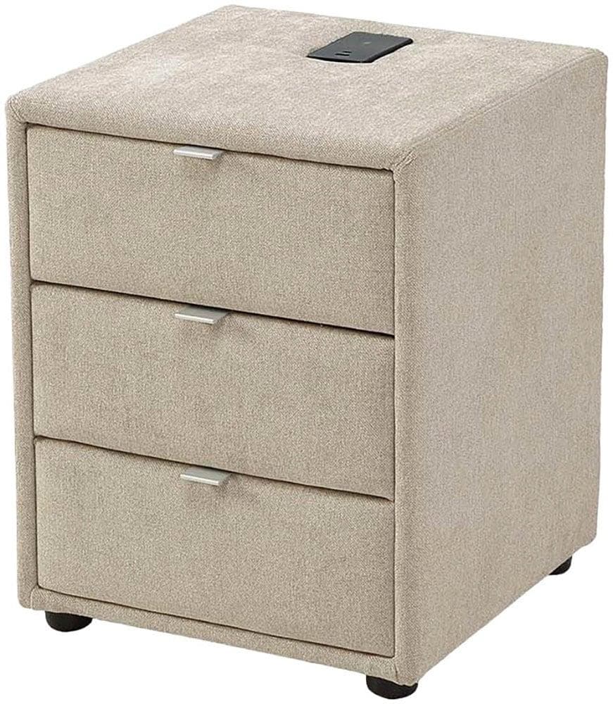 Nachtkonsole JOCKENHÖFER Lissy mit 3 Schubladen, Beige, USB-Ladeports