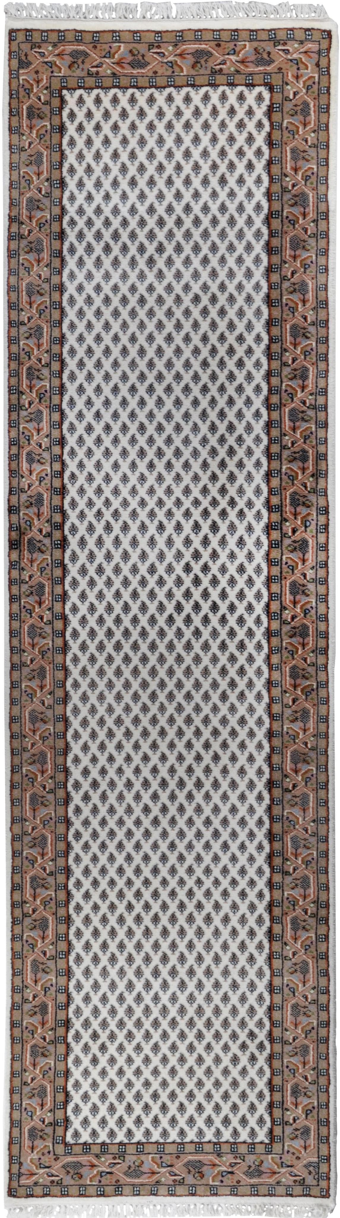 Läufer THEKO "Chandi Mir" Creme/Braun 100% Schurwolle Handgeknüpft